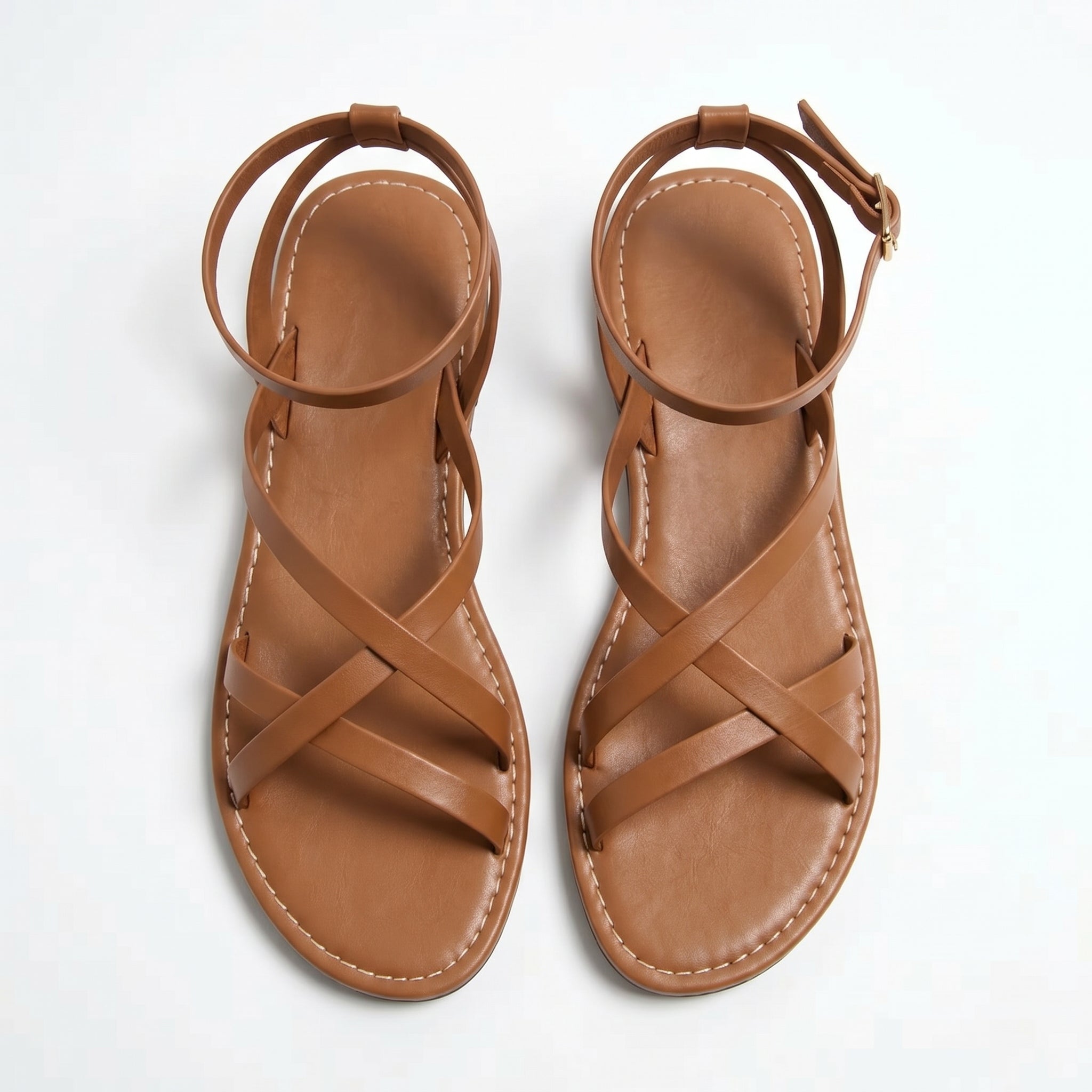Emily - Women's Summer Flat Strap Sandals - Sandals - Brown - Taylor & Bennett