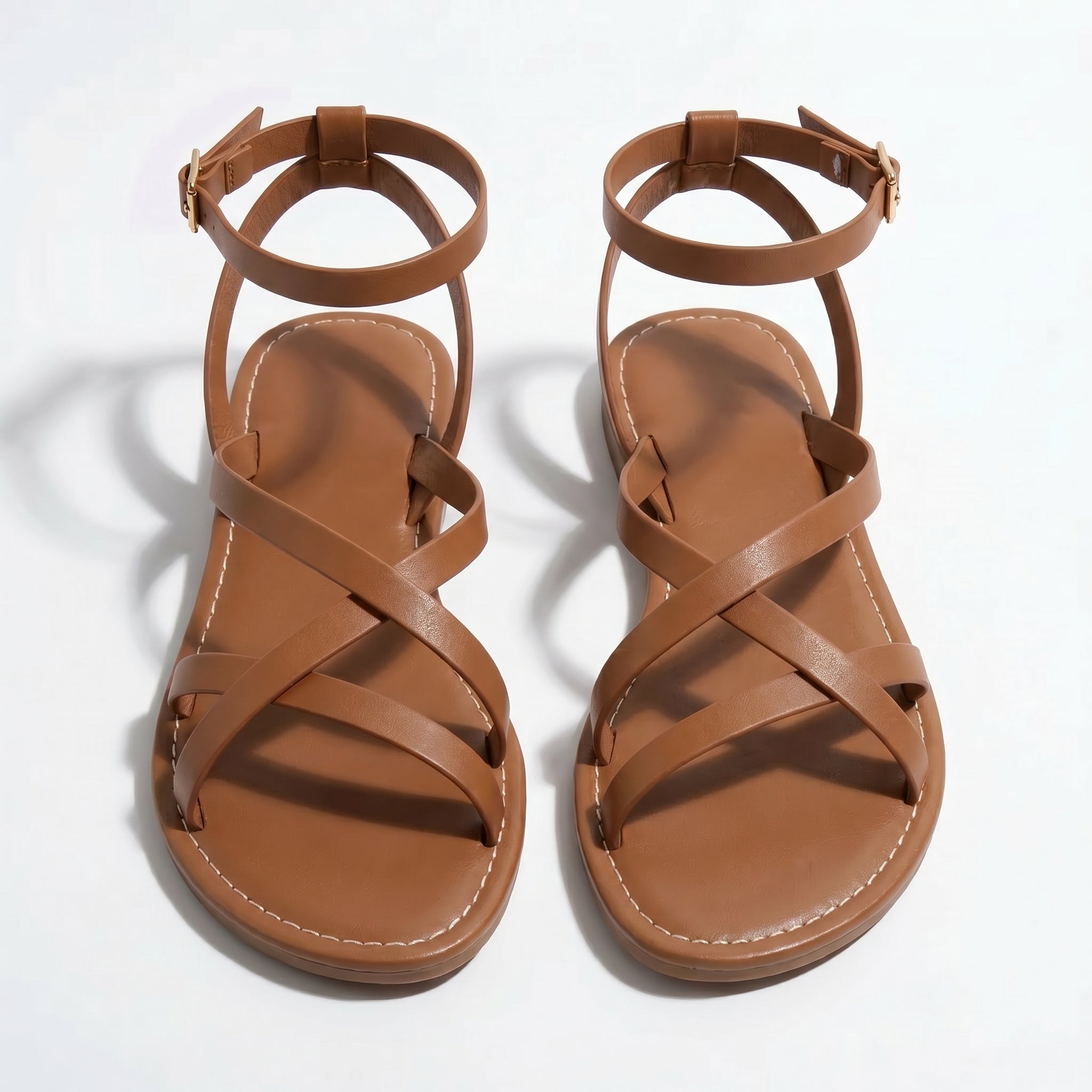 Emily - Women's Summer Flat Strap Sandals - Sandals - Brown - Taylor & Bennett