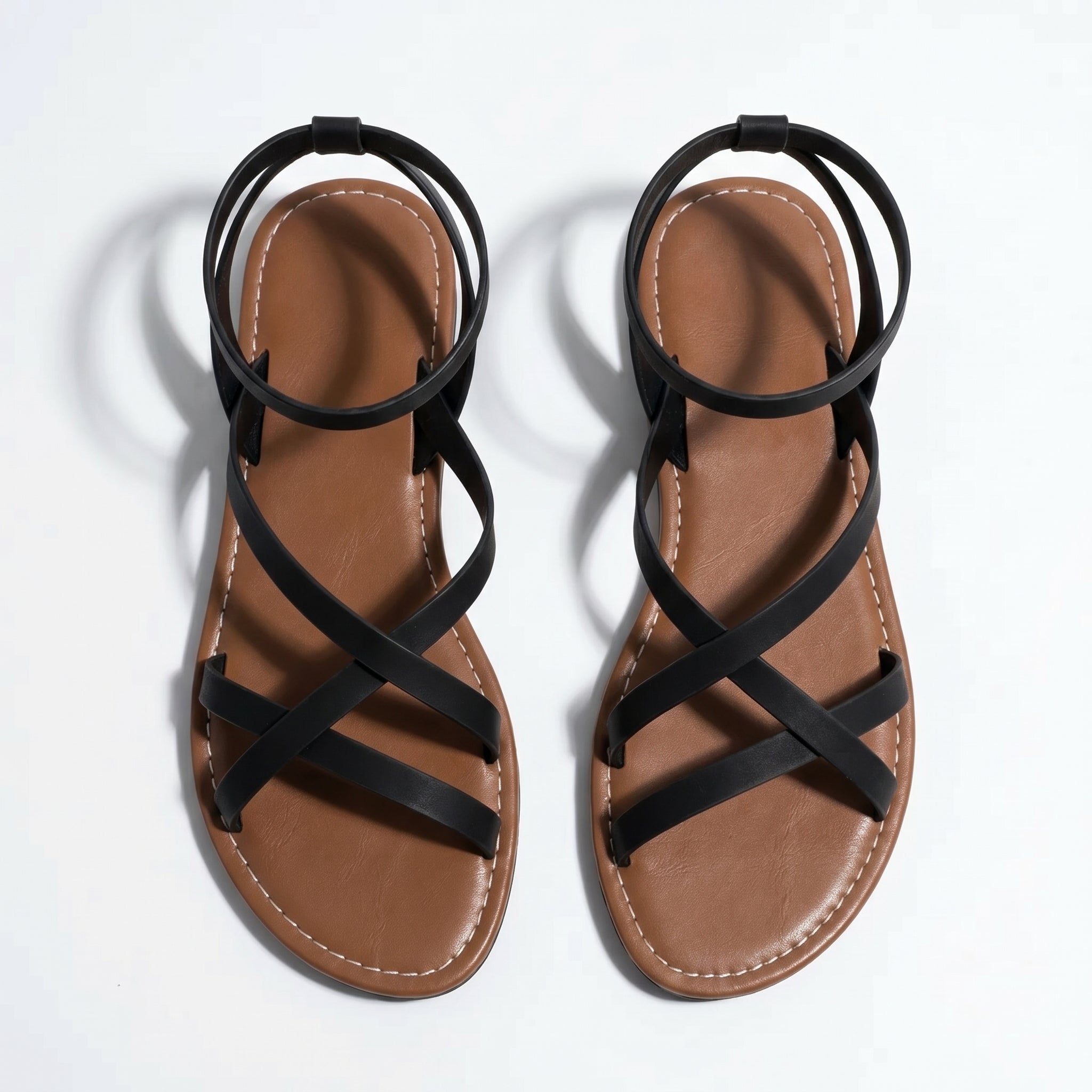 Emily - Women's Summer Flat Strap Sandals - Sandals - Black - Taylor & Bennett