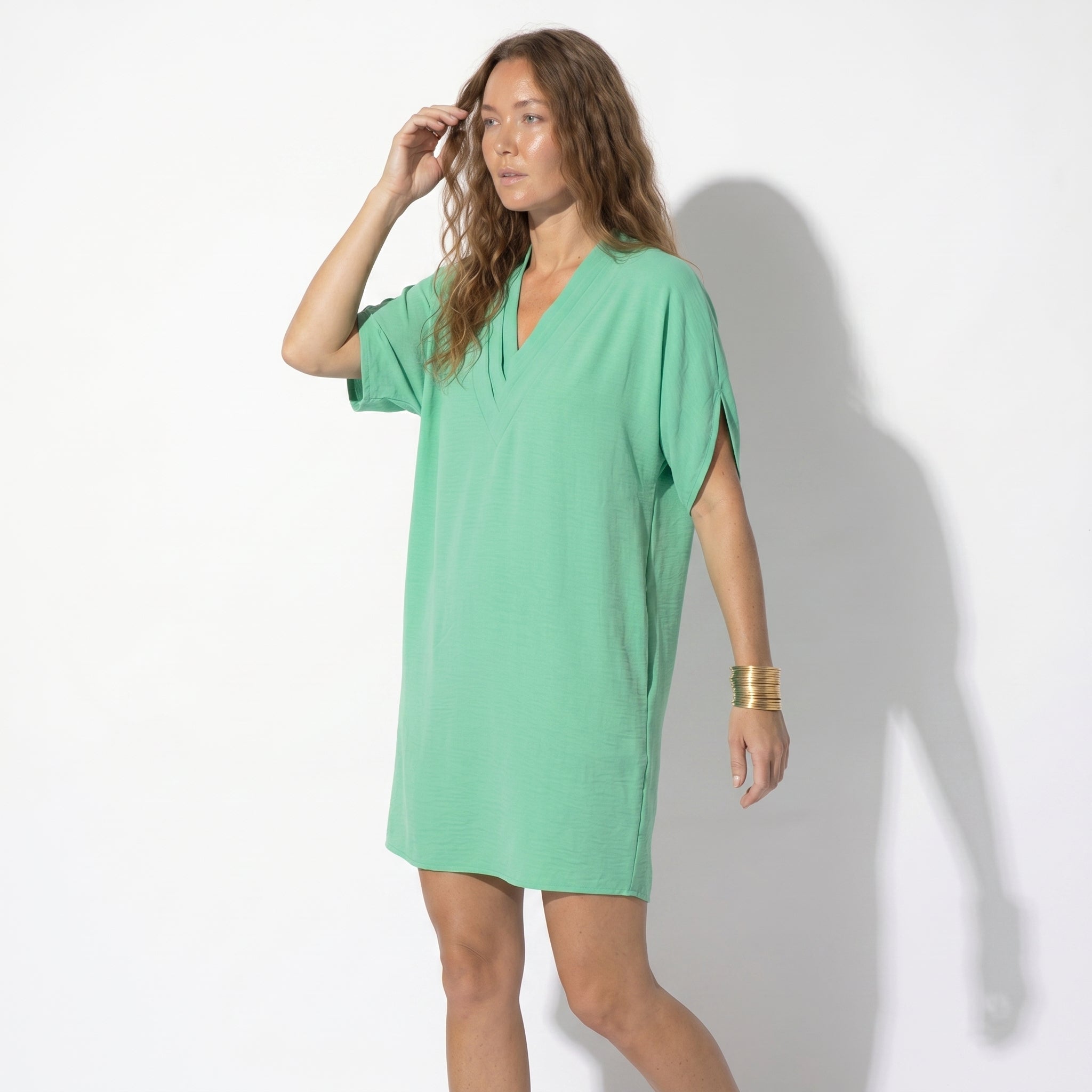 Emma - Women's Relaxed Fit Mini Dress - Dress - Green - Taylor & Bennett