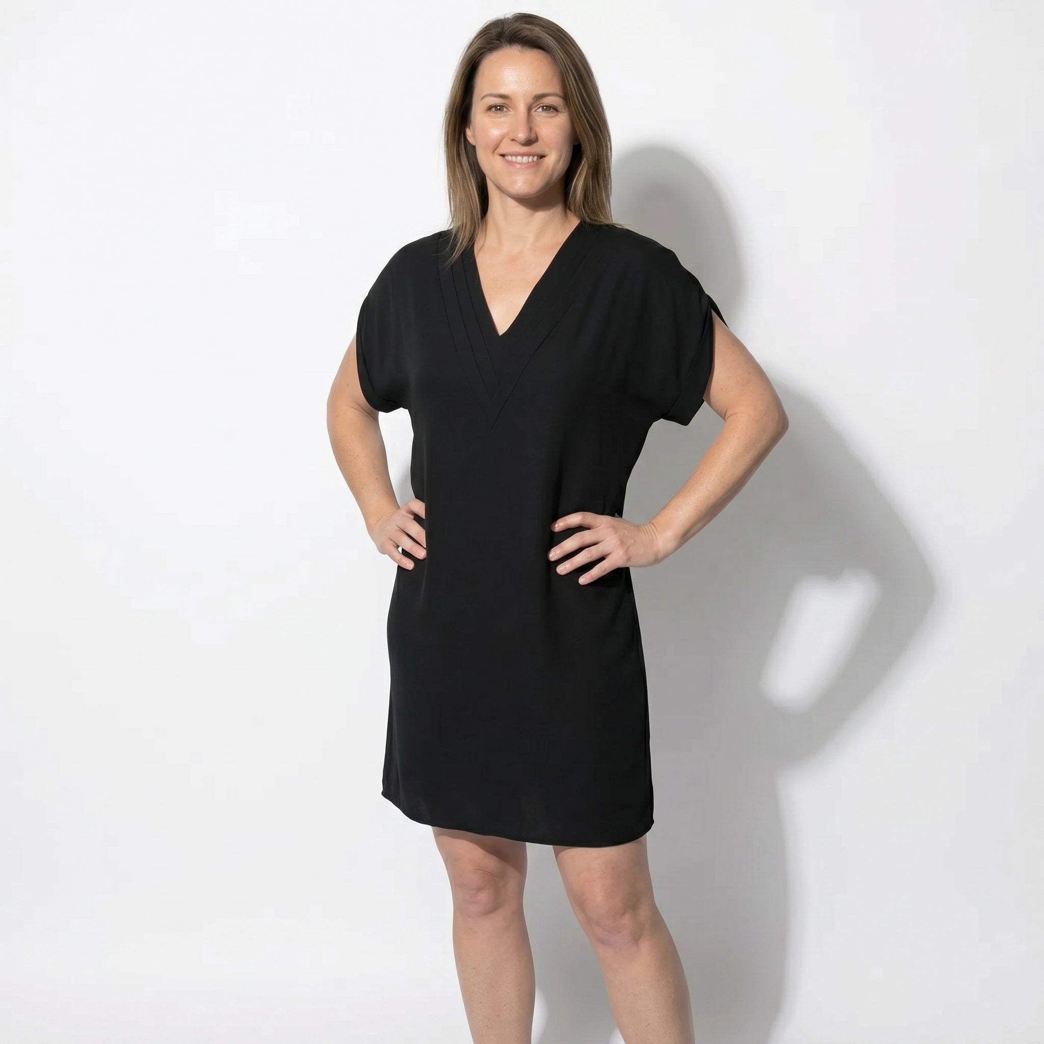 Emma - Women's Relaxed Fit Mini Dress - Dress - Black - Taylor & Bennett