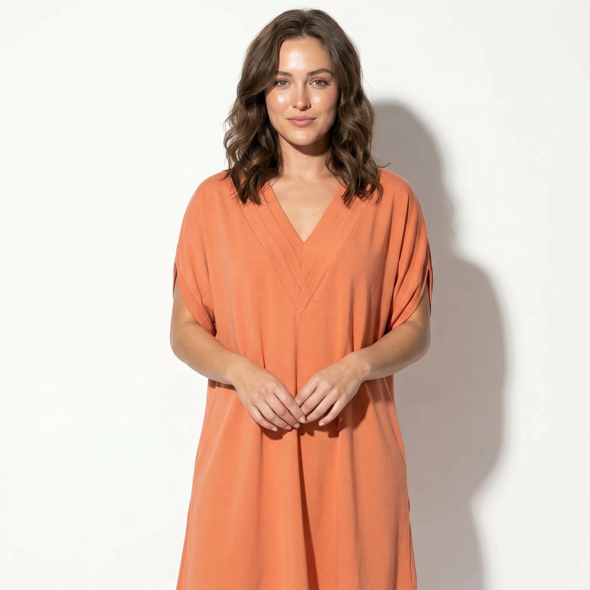Emma - Women's Relaxed Fit Mini Dress - Dress - Orange - Taylor & Bennett