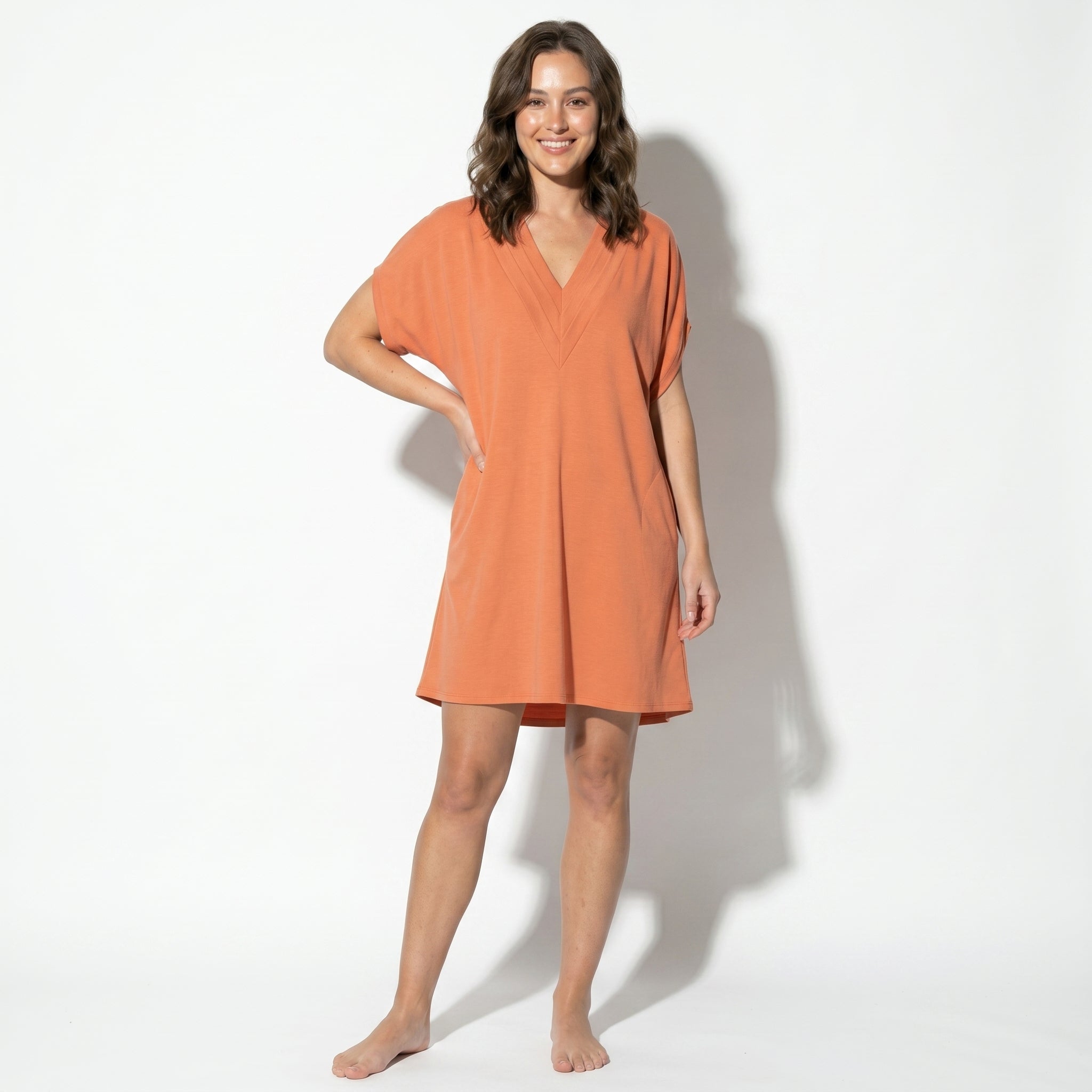 Emma - Women's Relaxed Fit Mini Dress - Dress - Orange - Taylor & Bennett