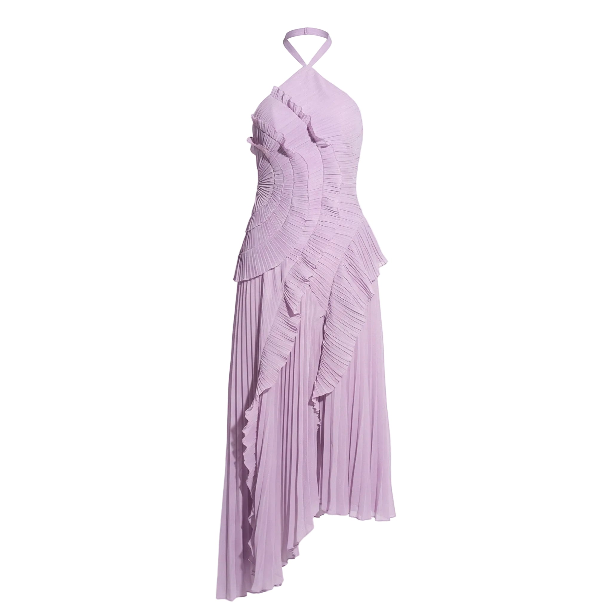 Emma - Women's Ruffle Pleated Halter Maxi Dress - Maxi Dress - Purple - Taylor & Bennett