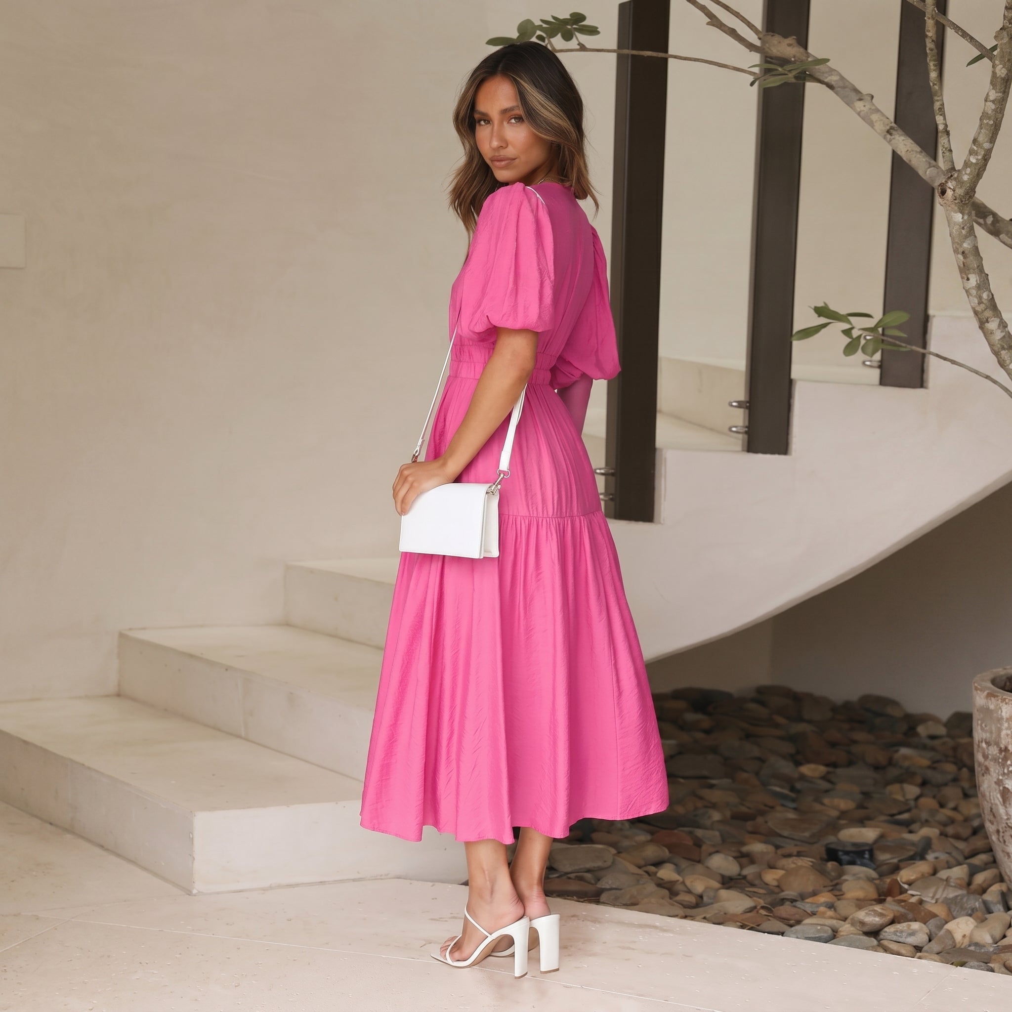 Emma - Women's Summer Smocked Waist Maxi Dress - Maxi Dresses - Pink - Taylor & Bennett