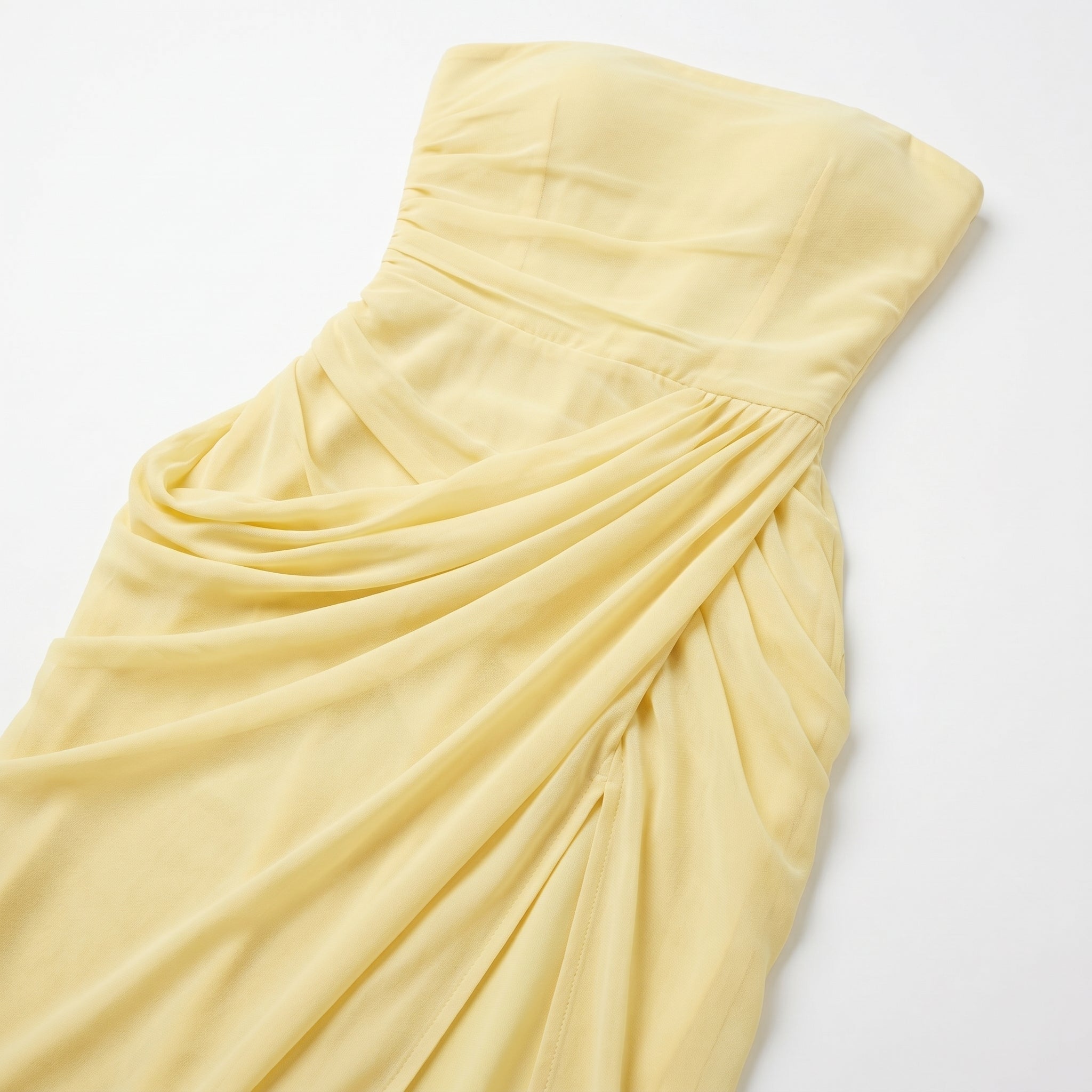 Eva - Women's Strapless Ruched Bridesmaid Maxi Dress - Maxi Dresses - Yellow - Taylor & Bennett
