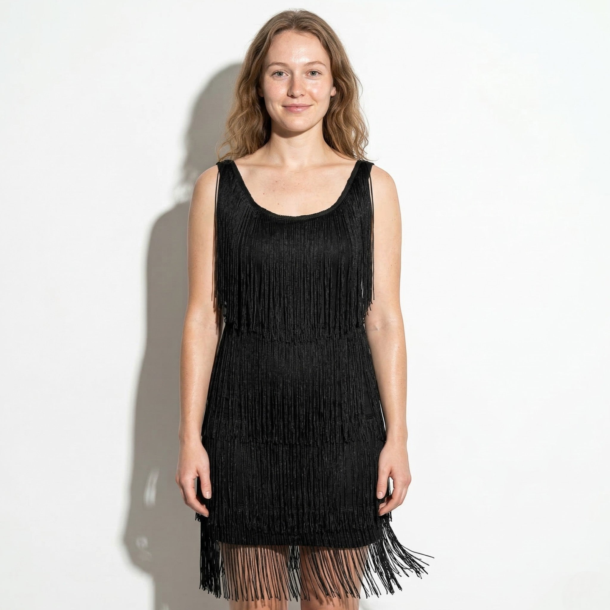 Evie - Women's Fringed Sequin Mini Dress - Mini Dresses - Black - Taylor & Bennett