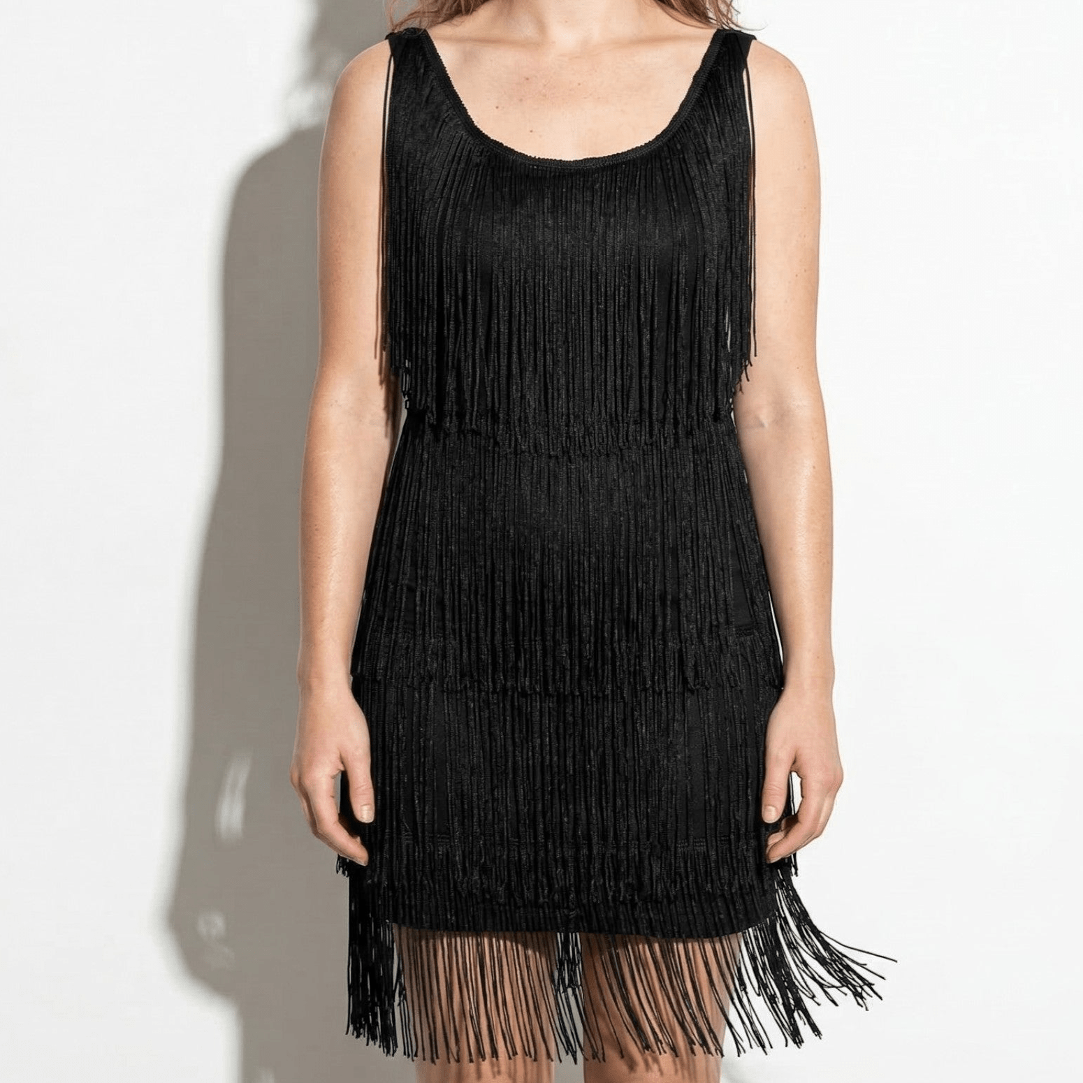 Evie - Women's Fringed Sequin Mini Dress - Mini Dresses - Black - Taylor & Bennett