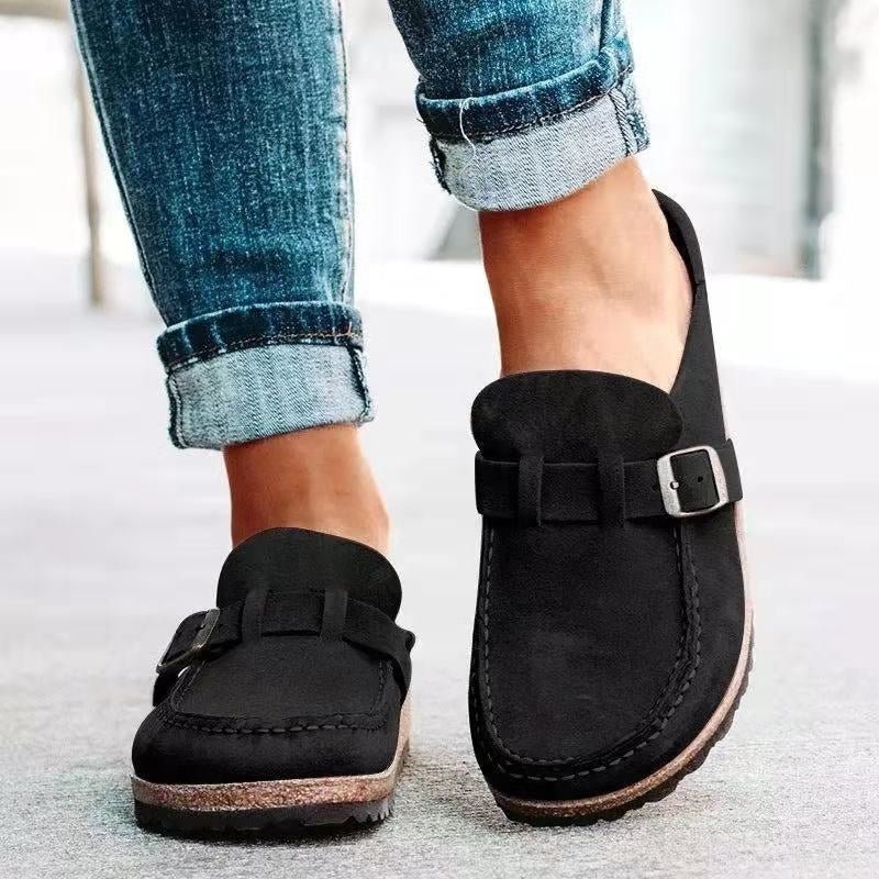 Fern - Women's Mules with Buckle Detail - Loafers - Black - Taylor & Bennett