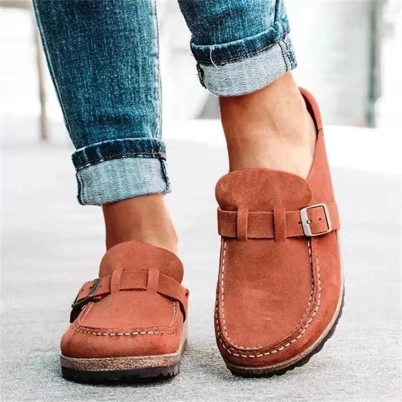 Fern - Women's Mules with Buckle Detail - Loafers - Rust - Taylor & Bennett