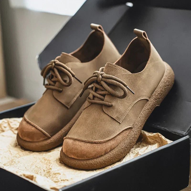 Fletcher - Men's Round Toe Lace - Up Shoes - Shoes - Khaki - Taylor & Bennett