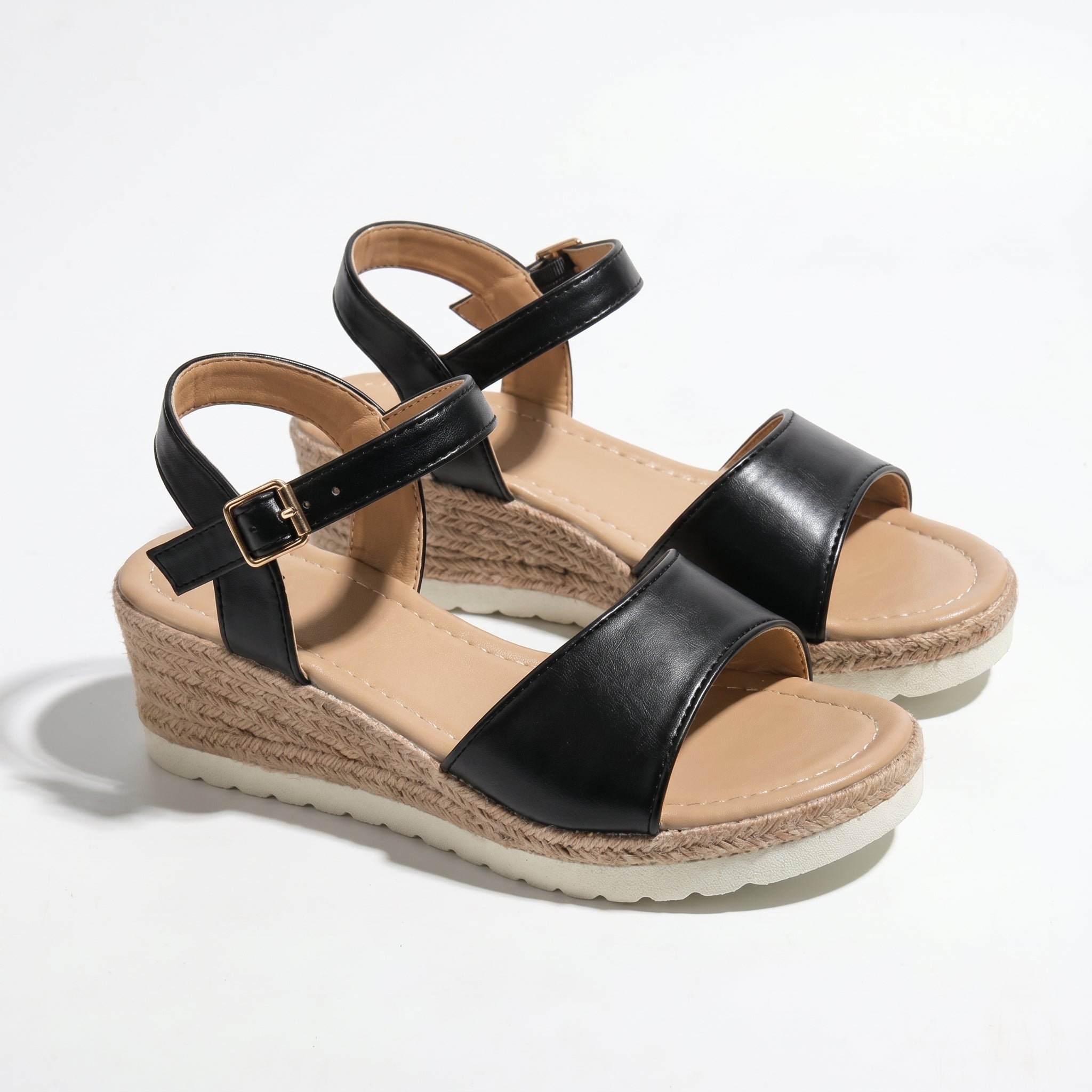 Florence - Women's Ankle Strap Wedge Sandals - Sandals - Black - Taylor & Bennett