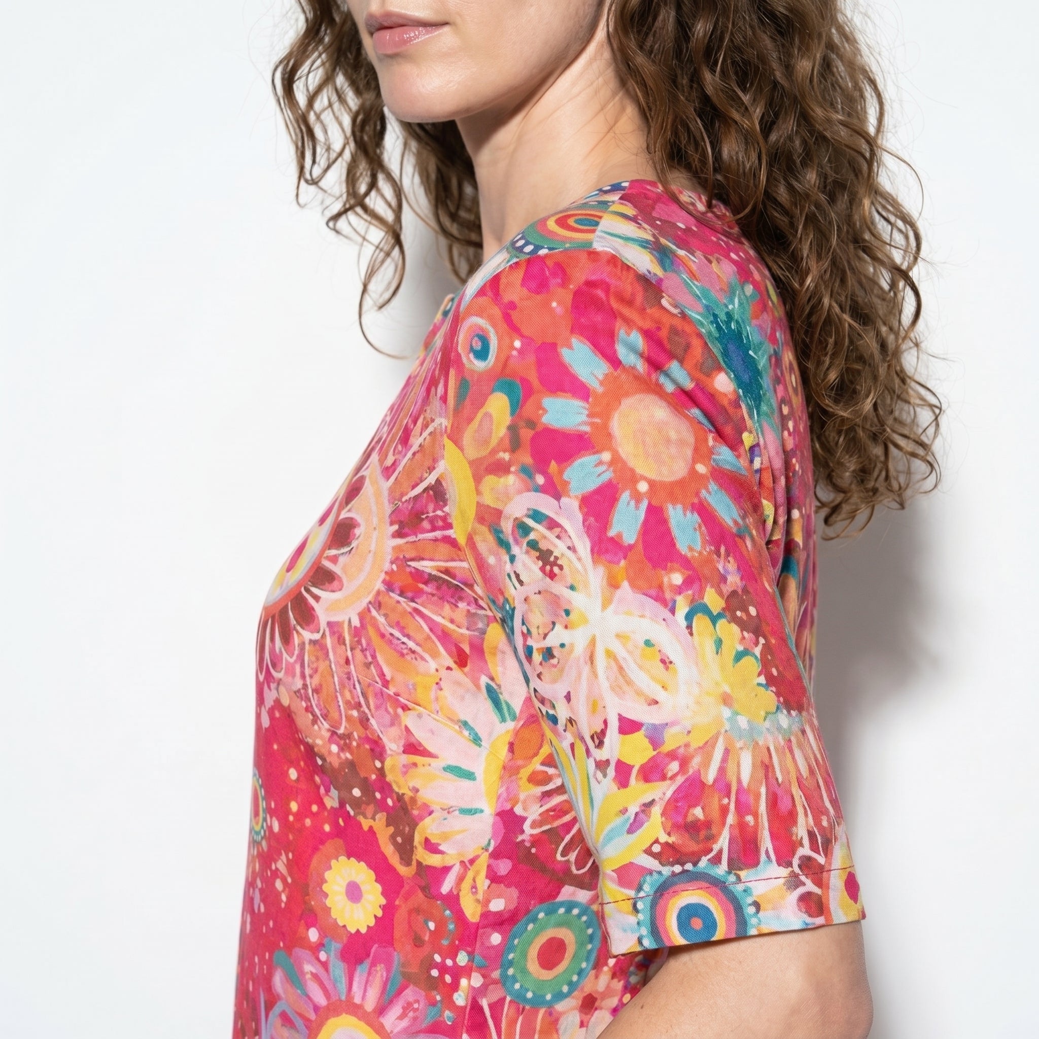 Florence - Women's Floral V - Neck Summer Mini Dress - Women Dress - Pink - Taylor & Bennett