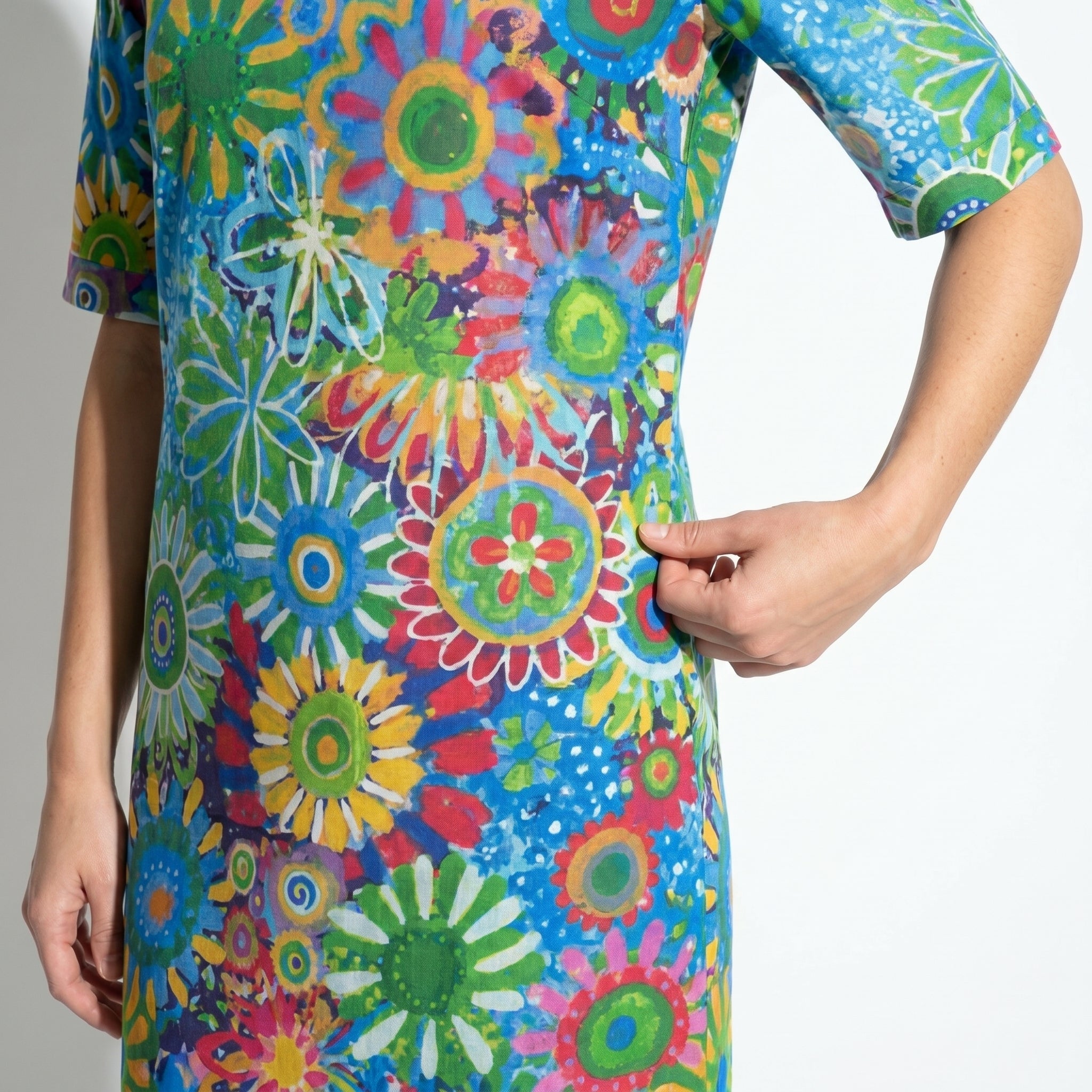 Florence - Women's Floral V - Neck Summer Mini Dress - Women Dress - Green - Taylor & Bennett