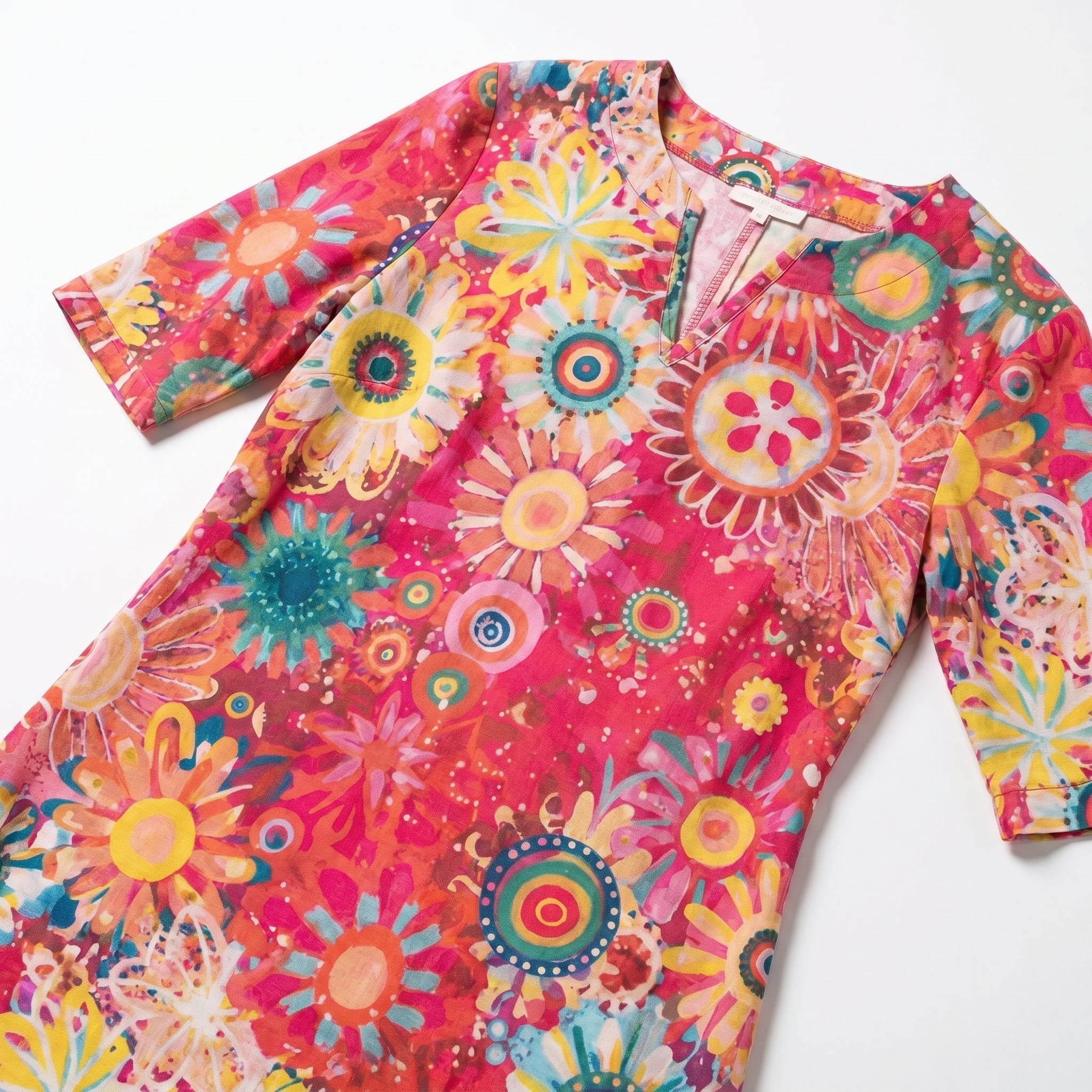 Florence - Women's Floral V - Neck Summer Mini Dress - Women Dress - Pink - Taylor & Bennett