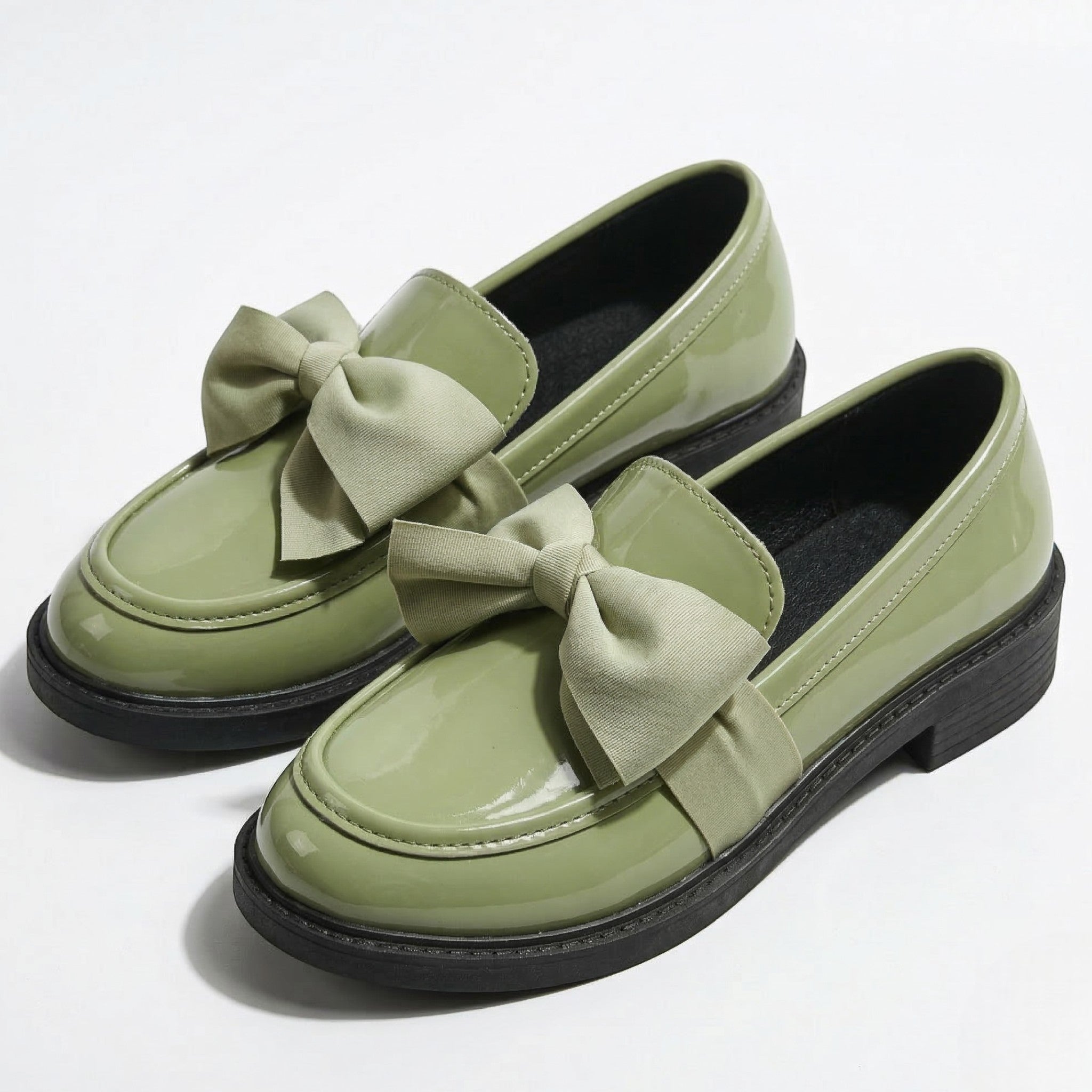 Florence - Women's Platform Loafers with Bow Detail - Loafers - Green - Taylor & Bennett