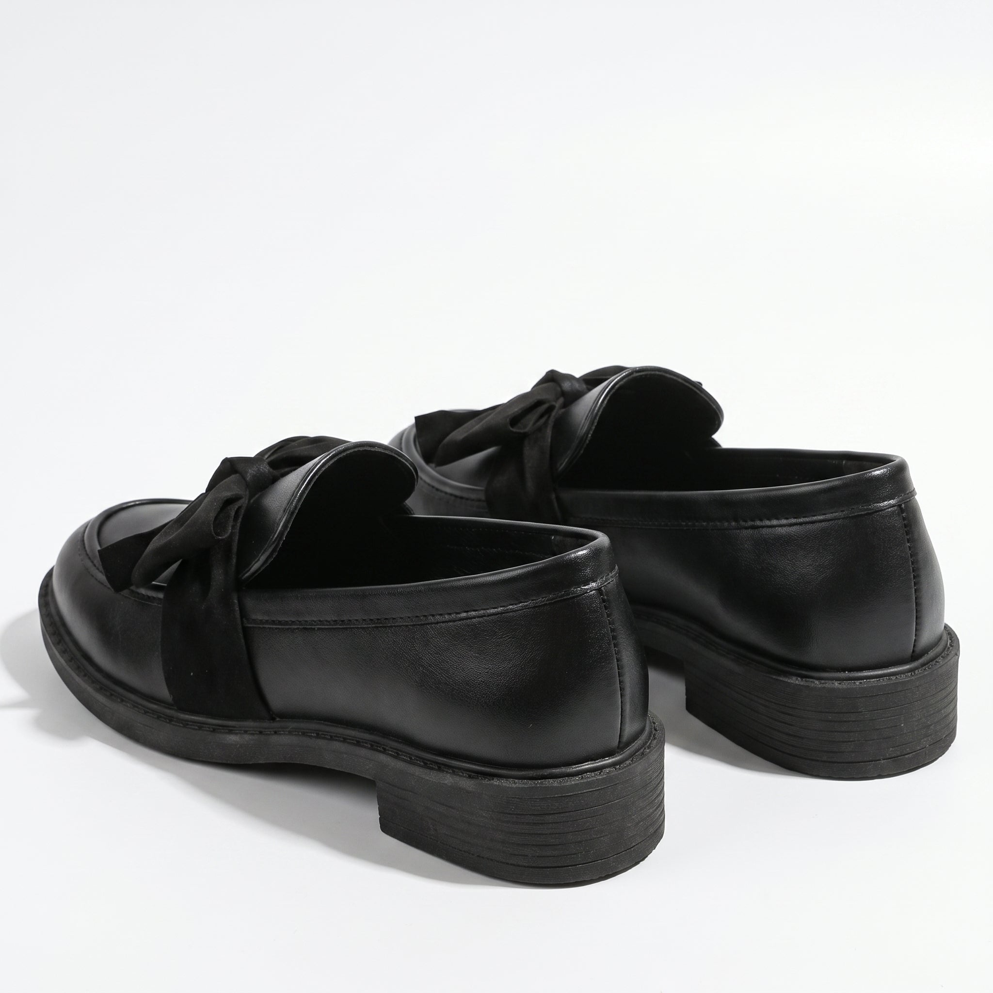 Florence - Women's Platform Loafers with Bow Detail - Loafers - Black - Taylor & Bennett