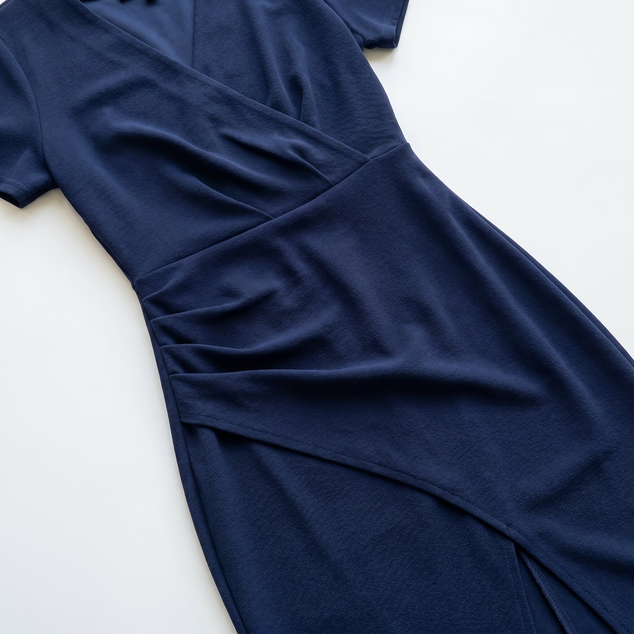 Freya - Women's Ruched Bodycon Casual Midi Dress - Dresses - Navy Blue - Taylor & Bennett