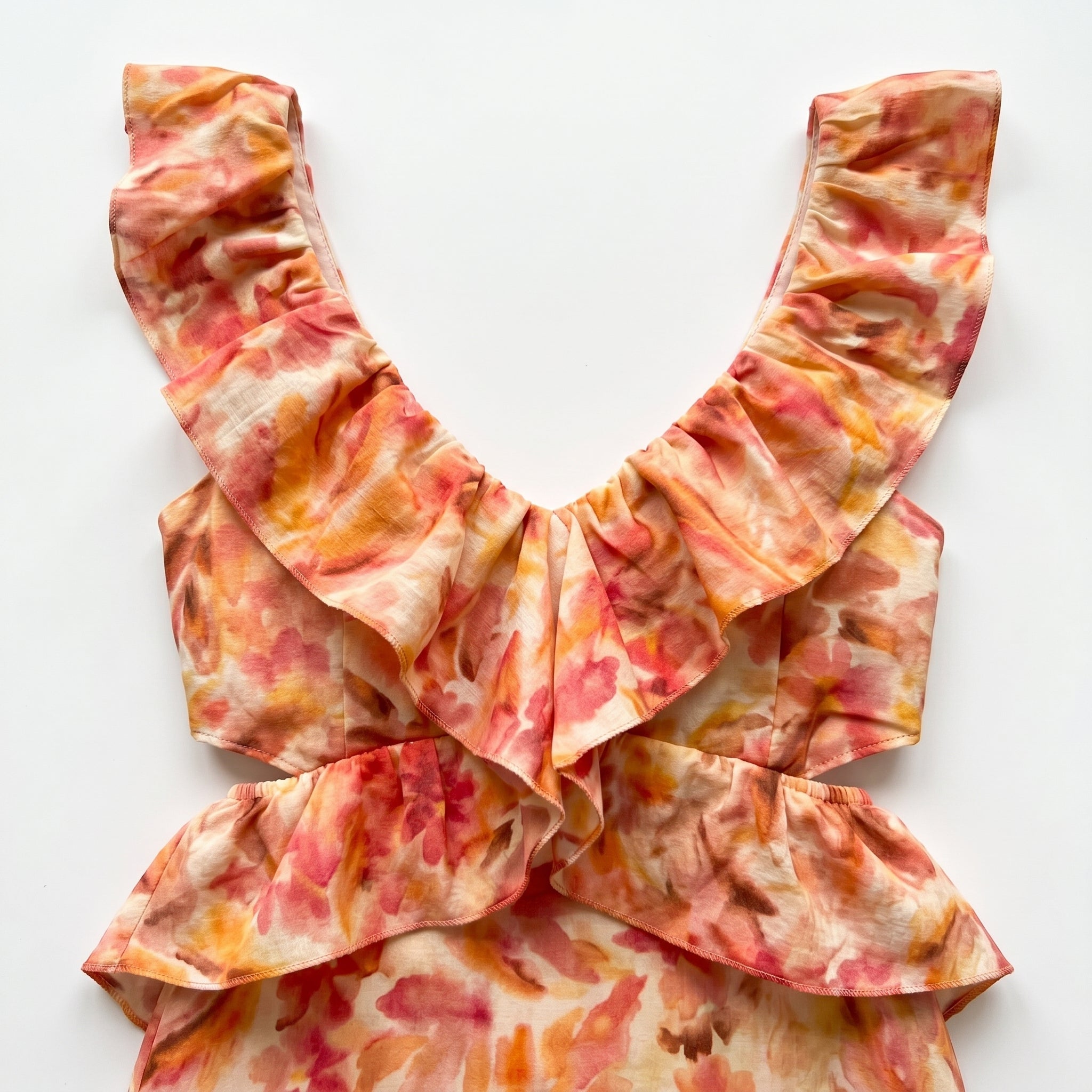 Freya - Women's Summer Floral Ruffled Maxi Dress - Maxi Dress - Orange - Taylor & Bennett