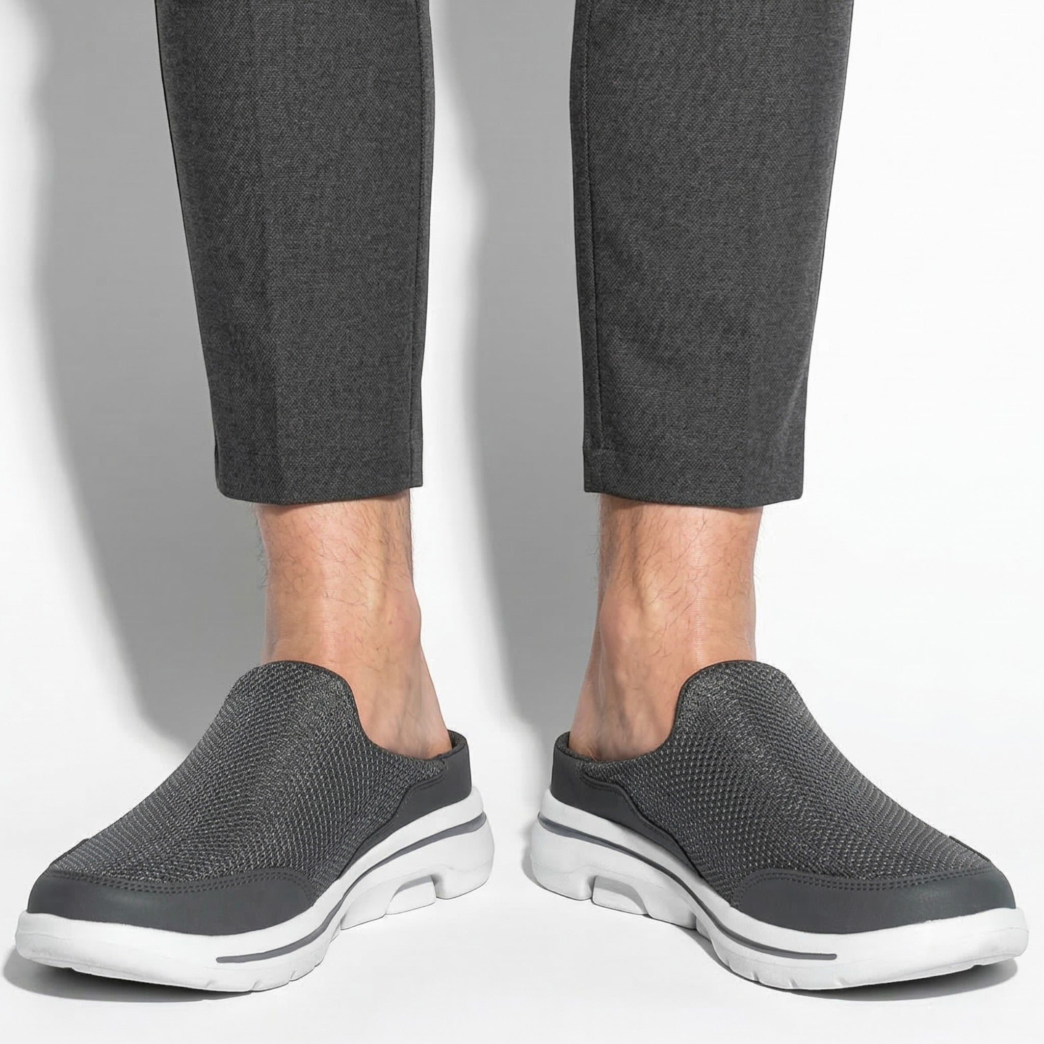 George - Men's Breathable Slip - On Trainers Mules - Trainers - Grey - Taylor & Bennett