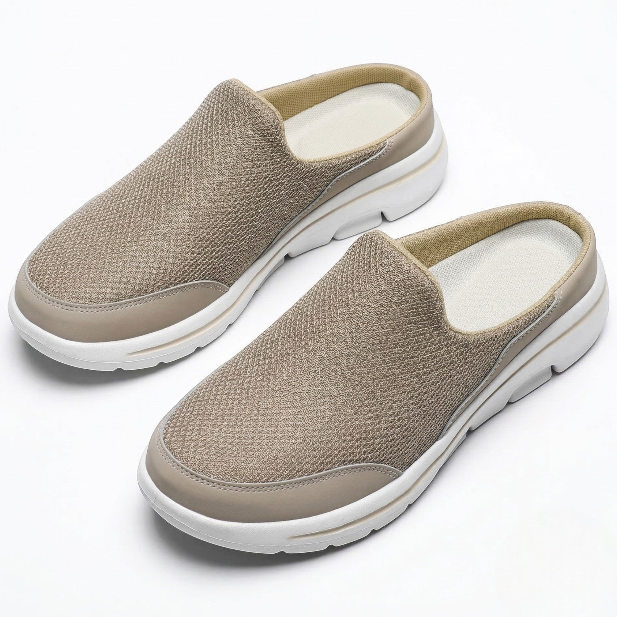 George - Men's Breathable Slip - On Trainers Mules - Trainers - Khaki - Taylor & Bennett
