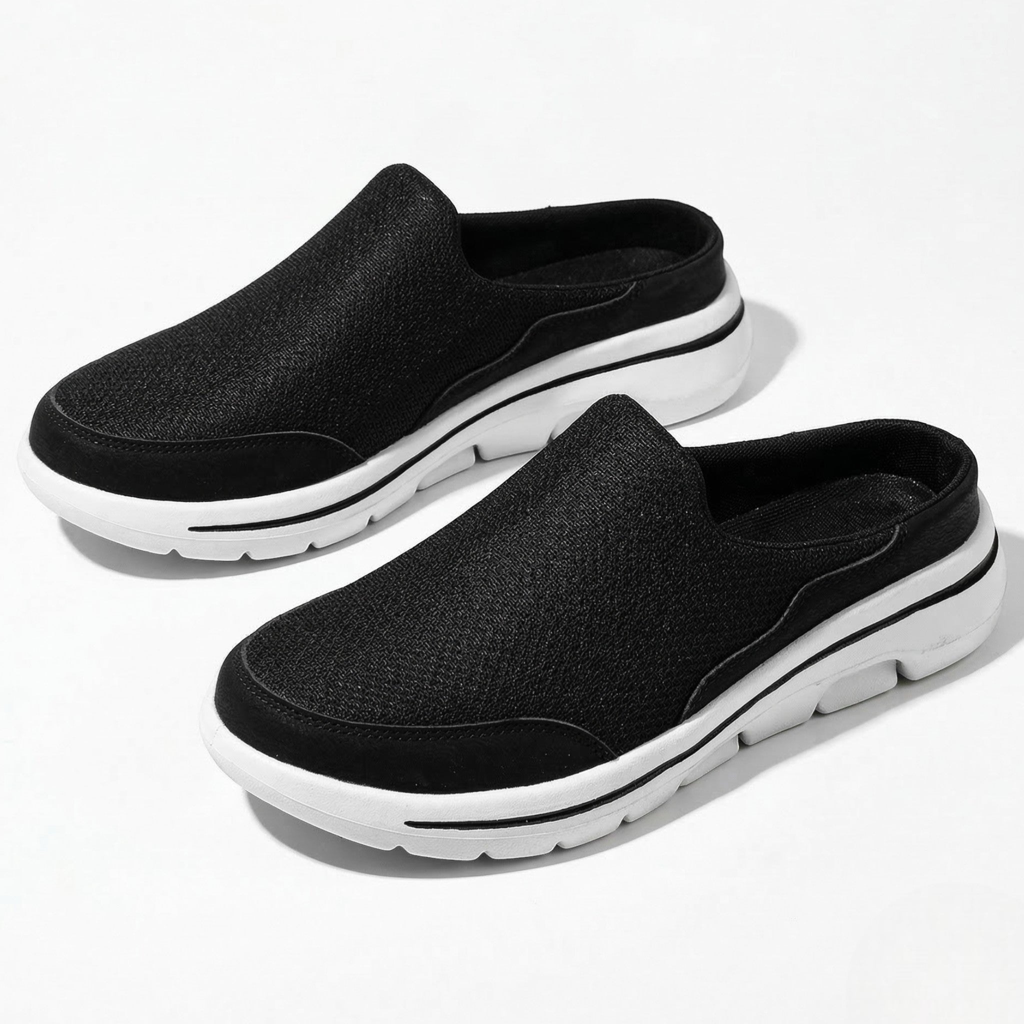 George - Men's Breathable Slip - On Trainers Mules - Trainers - Black - Taylor & Bennett
