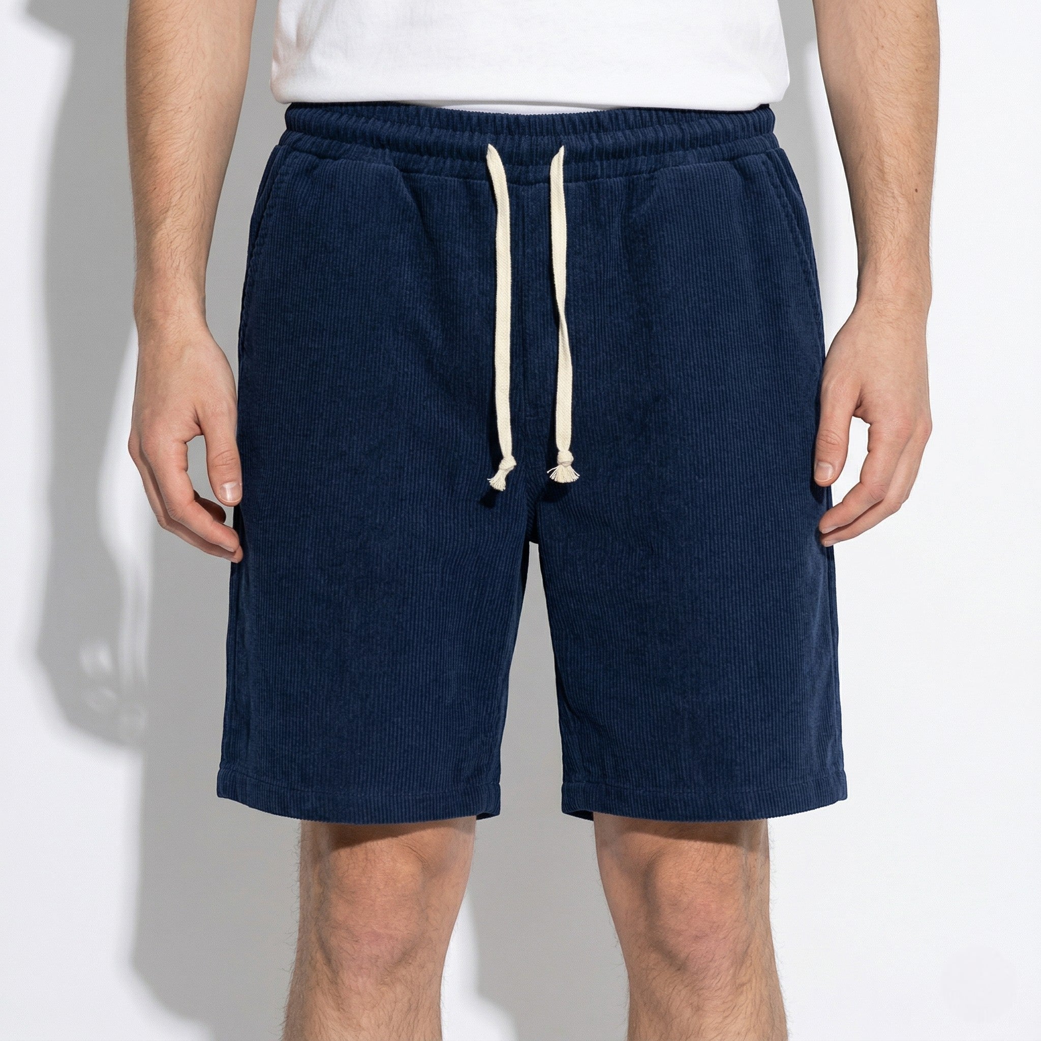 George - Men's Corduroy Shorts with Drawstring Waist - Corduroy pants - Navy - Taylor & Bennett