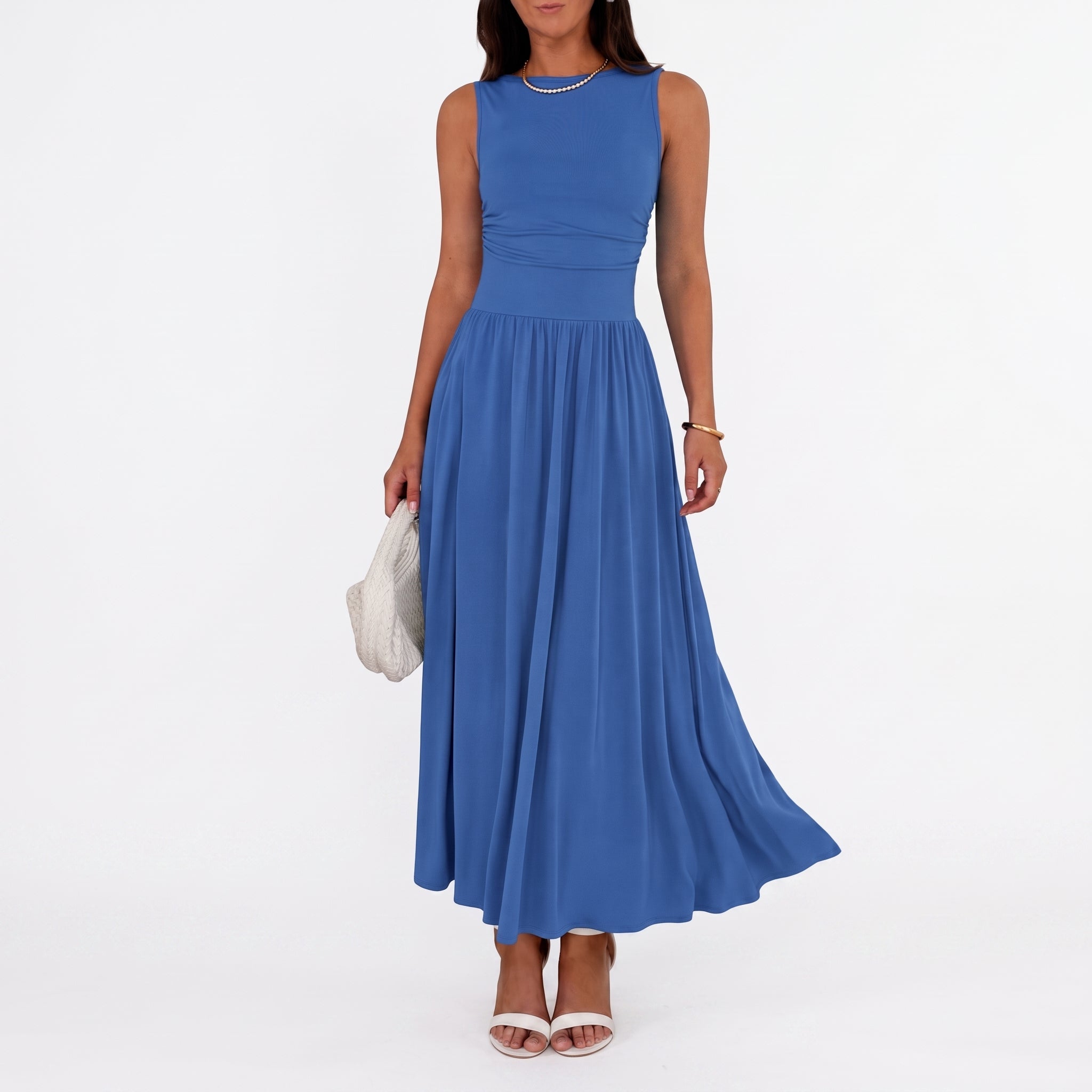 Georgia - Women's Semi-Formal Pleated Maxi Dress - Maxi Dress - Blue - Taylor & Bennett