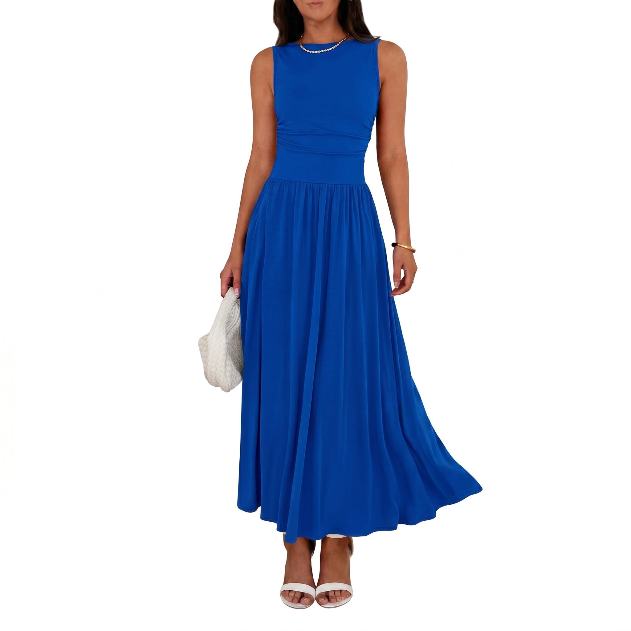 Georgia - Women's Semi - Formal Pleated Maxi Dress - Maxi Dress - Blue - Taylor & Bennett