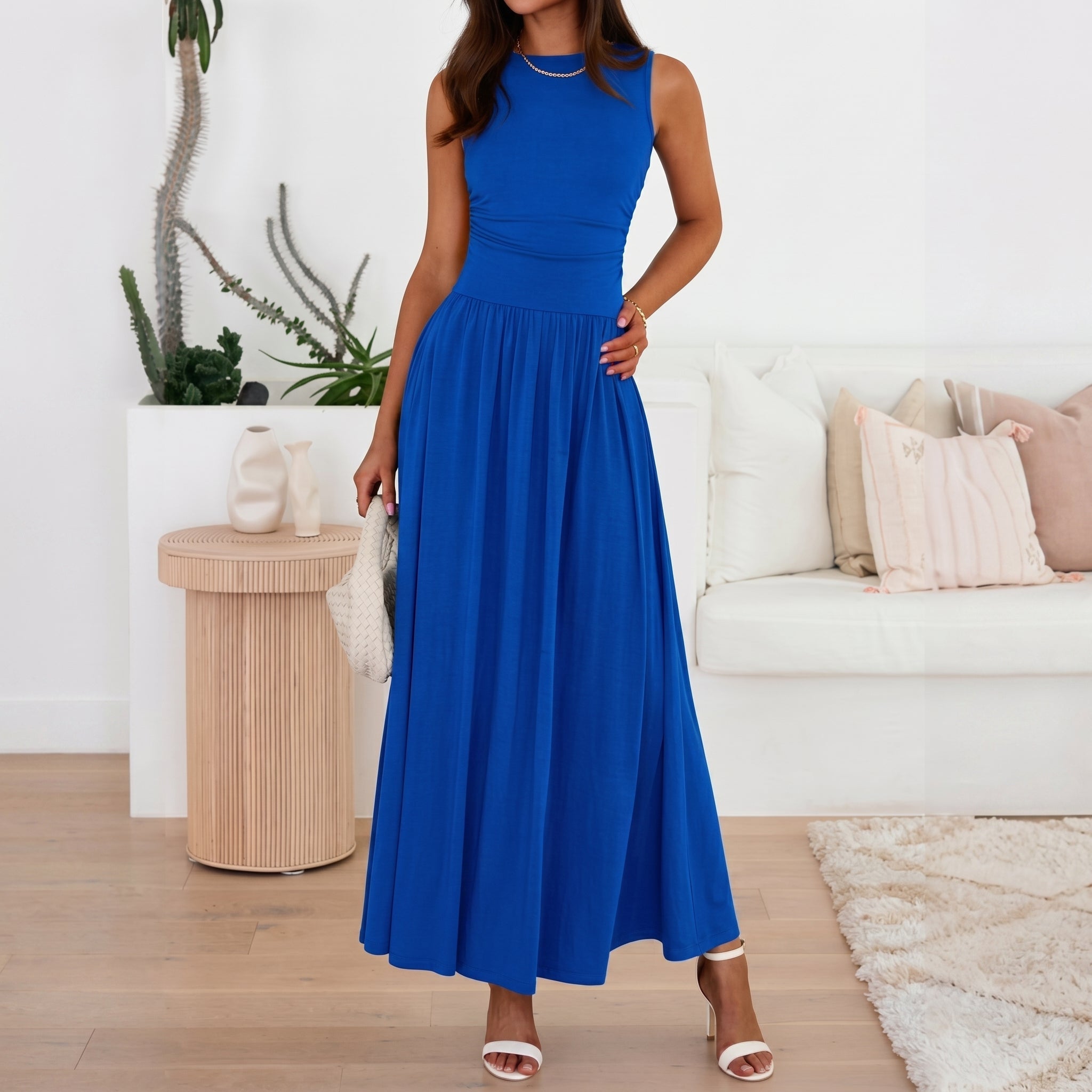 Georgia - Women's Semi - Formal Pleated Maxi Dress - Maxi Dress - Blue - Taylor & Bennett