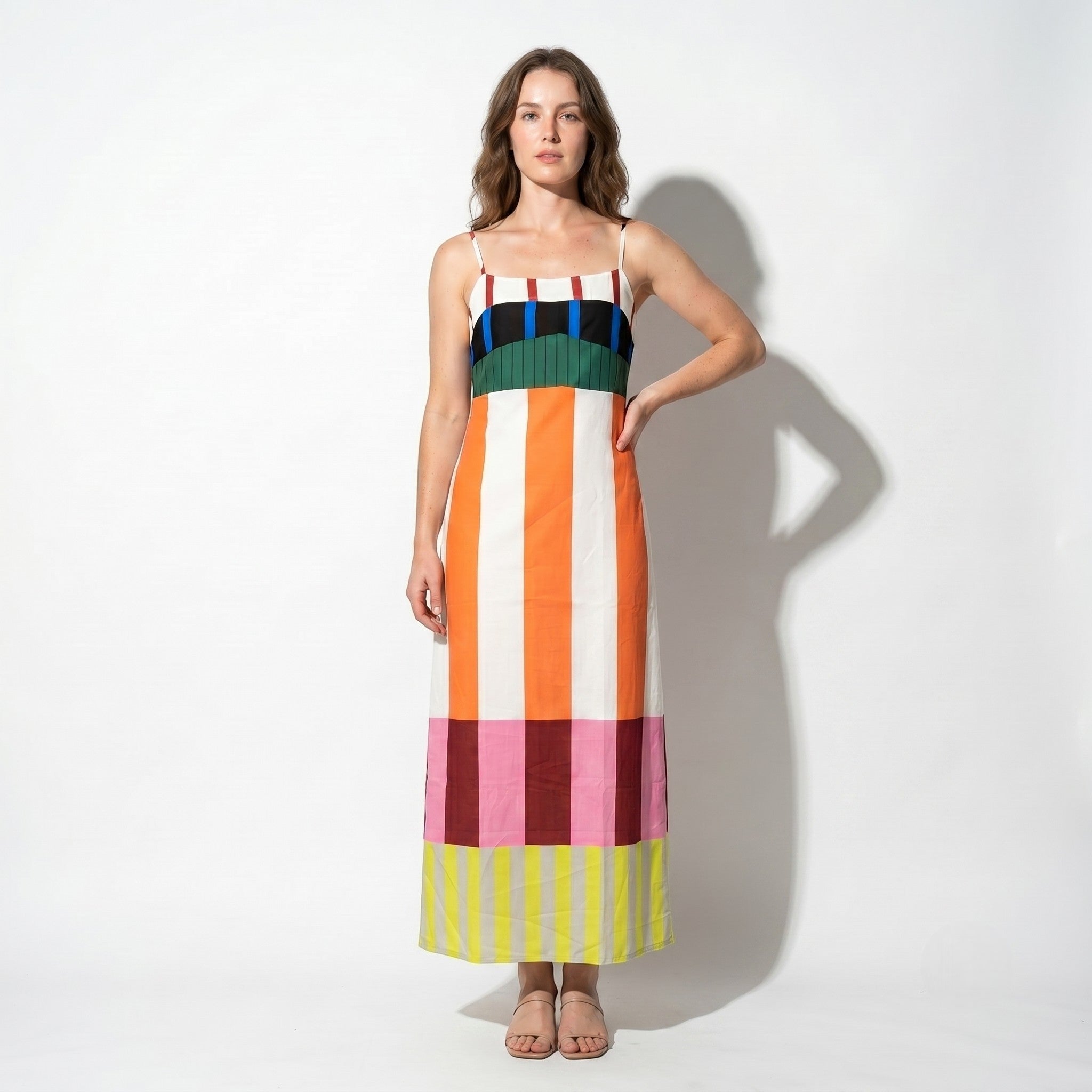 Georgia - Women's Summer Colour Block Midi Dress - Maxi Dress - Multicolour - Taylor & Bennett