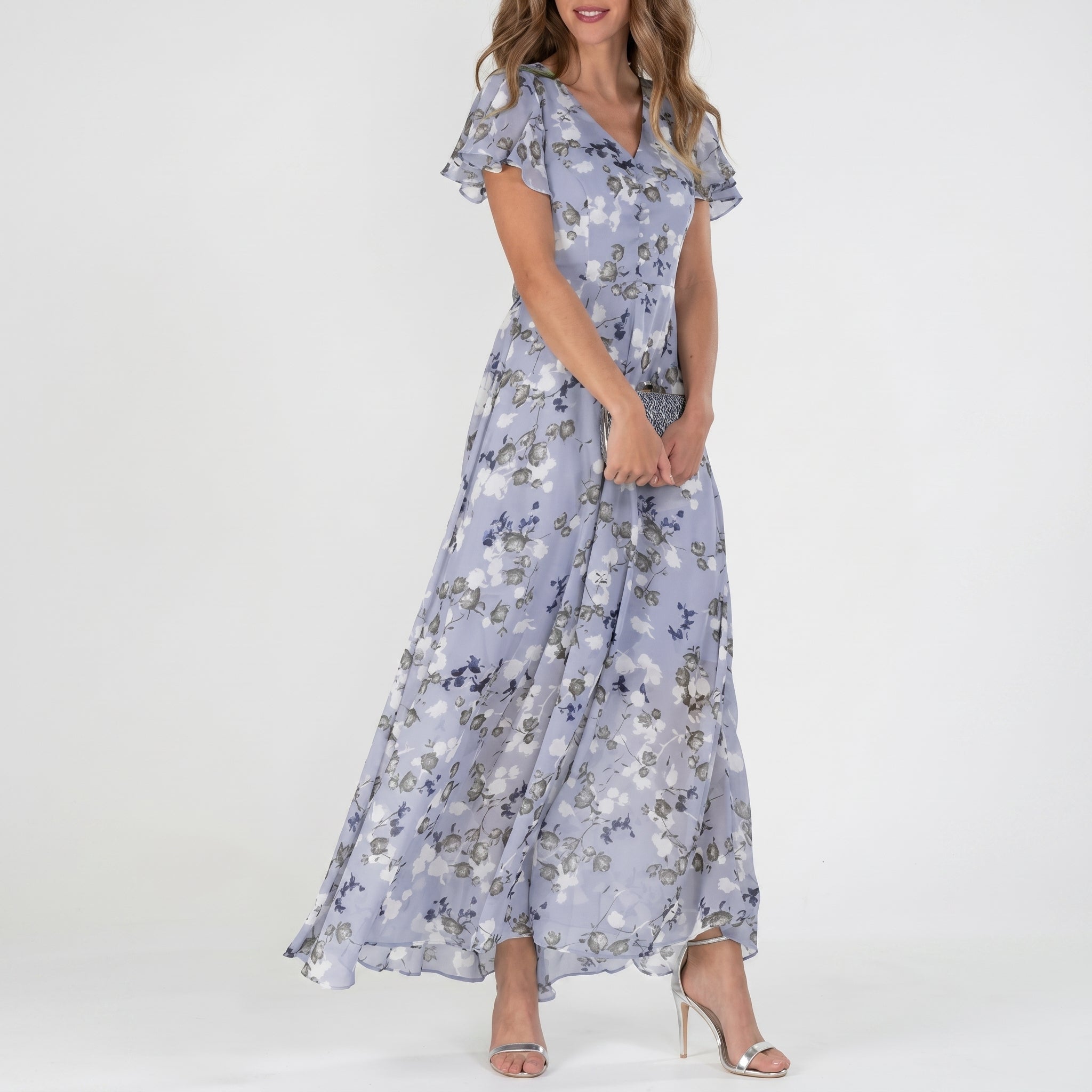 Georgia - Women's Summer Floral Flowy Maxi Dress - Maxi Dress - Light Purple - Taylor & Bennett