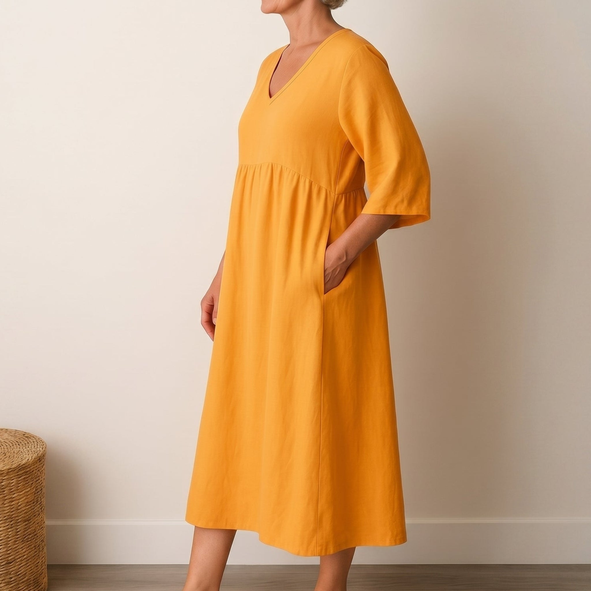 Georgia - Women's Summer Puff Sleeve Maxi Dress - Maxi Dress - Orange - Taylor & Bennett