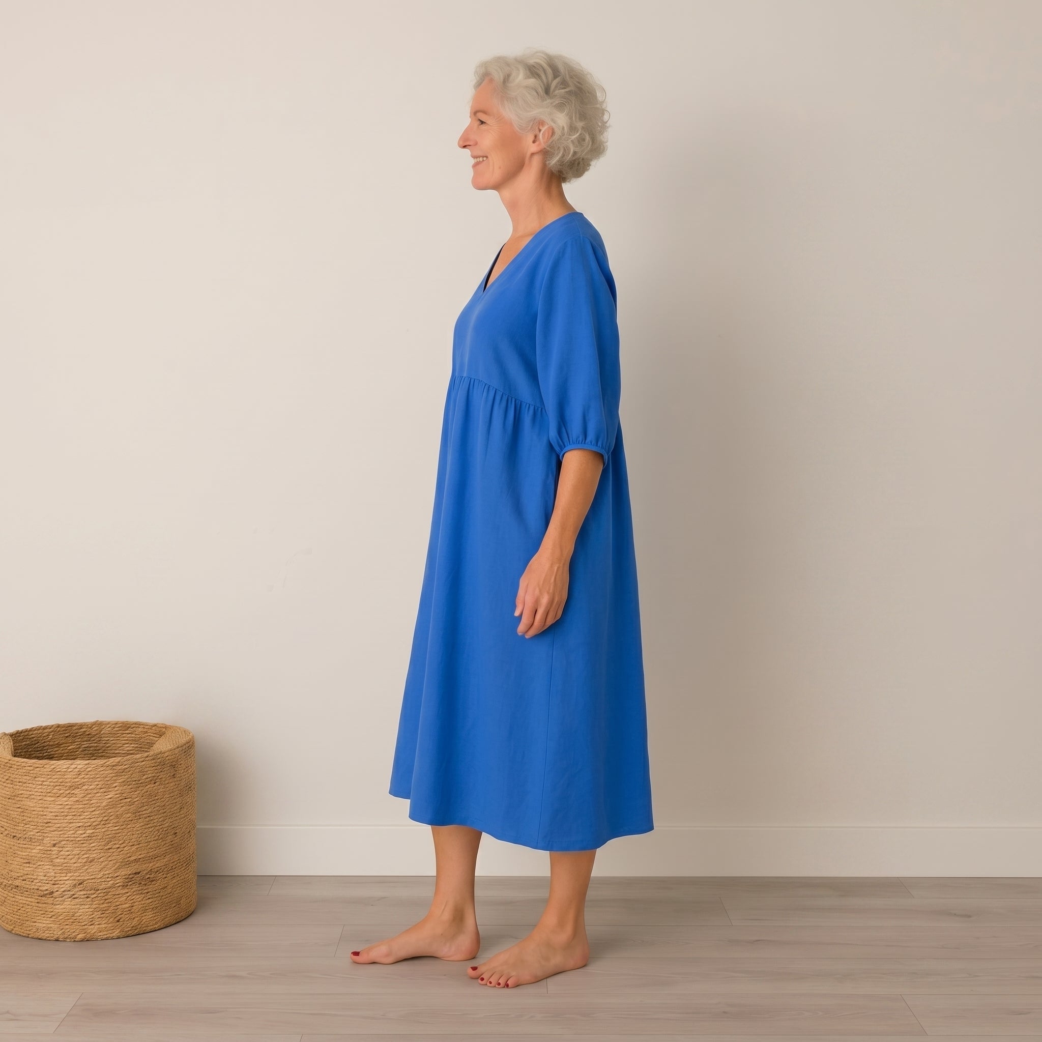 Georgia - Women's Summer Puff Sleeve Maxi Dress - Maxi Dress - Blue - Taylor & Bennett
