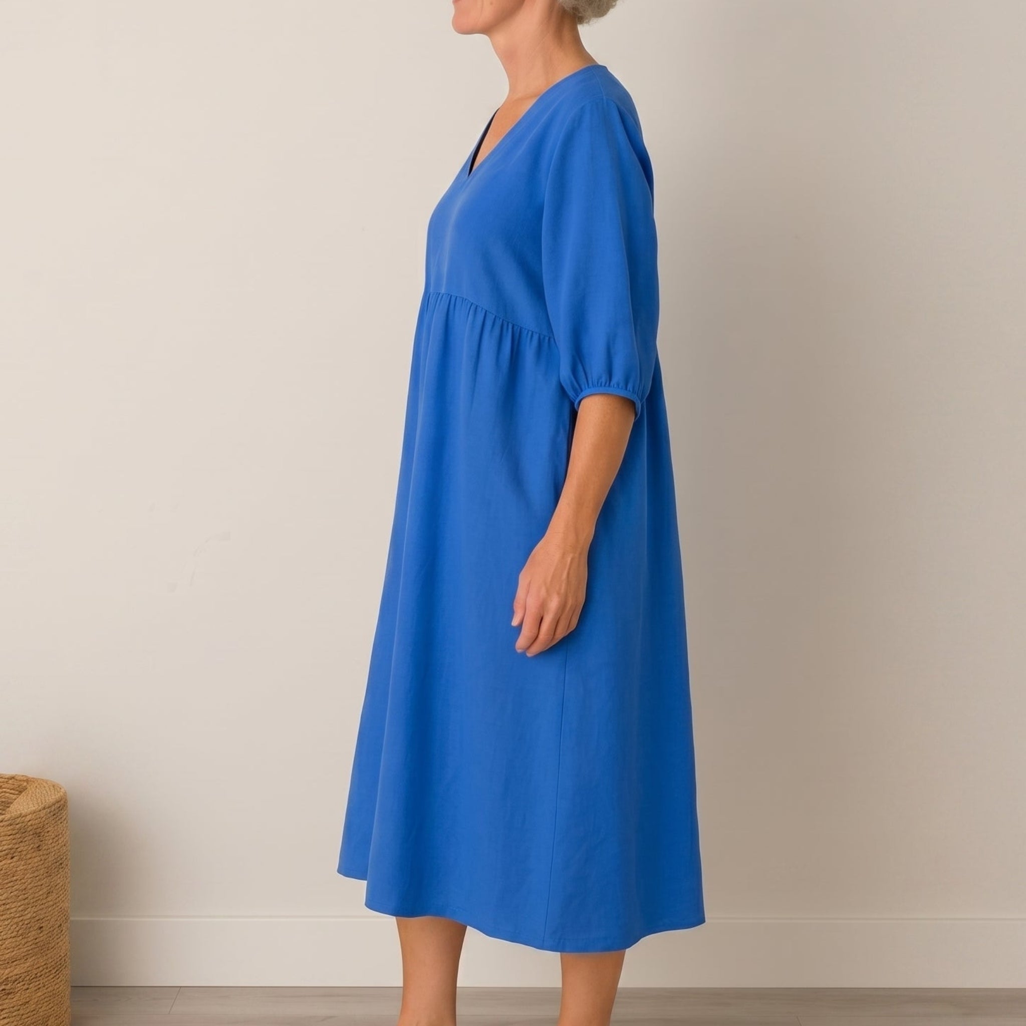 Georgia - Women's Summer Puff Sleeve Maxi Dress - Maxi Dress - Blue - Taylor & Bennett
