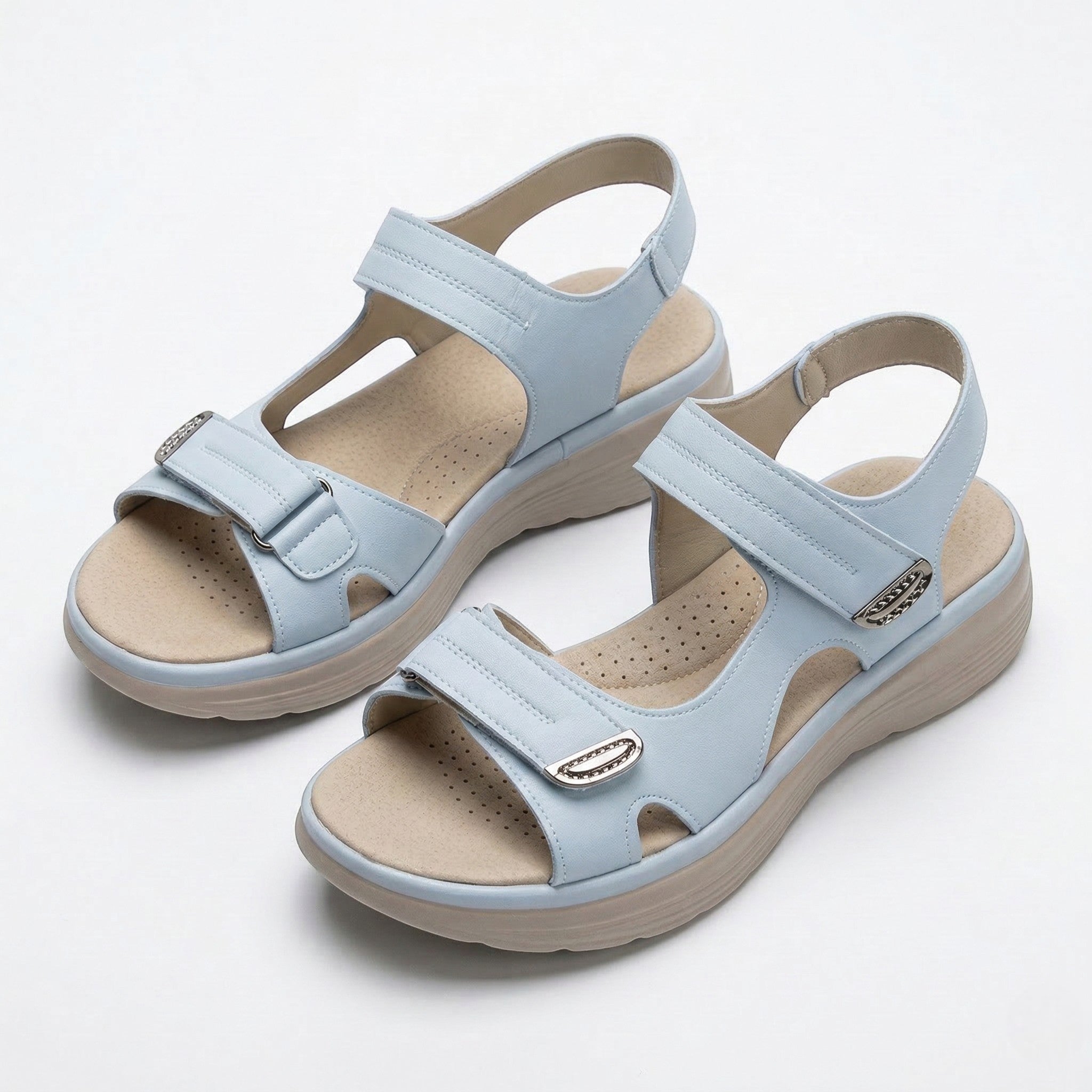 Grace - Women's Adjustable Walking Sandals with Cushioned Sole - Sandal - Light Blue - Taylor & Bennett