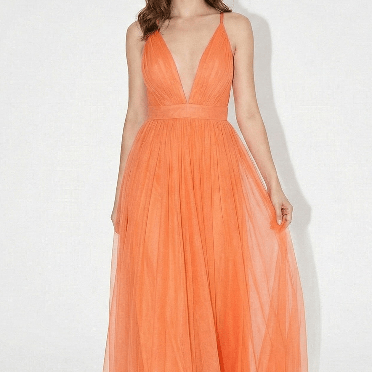 Grace - Women's Flowy Maxi Dress with Adjustable Straps - Dress - Peach - Taylor & Bennett