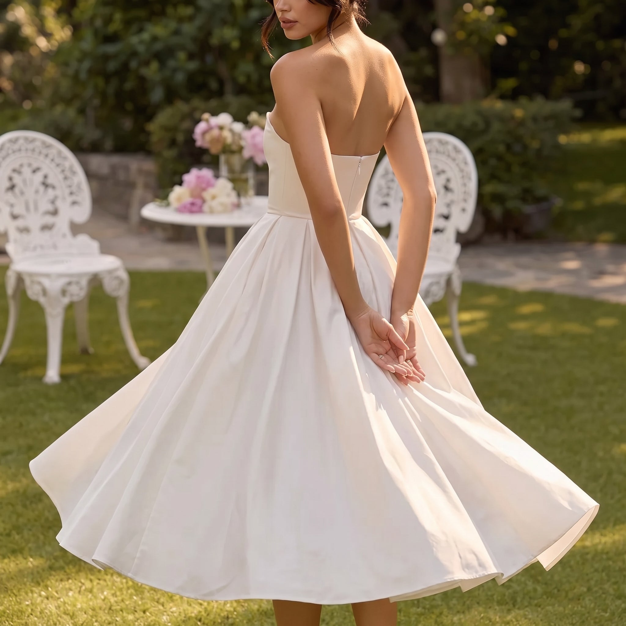 Grace - Women's Summer Strapless Corset Maxi Dress - Maxi Dress - White - Taylor & Bennett
