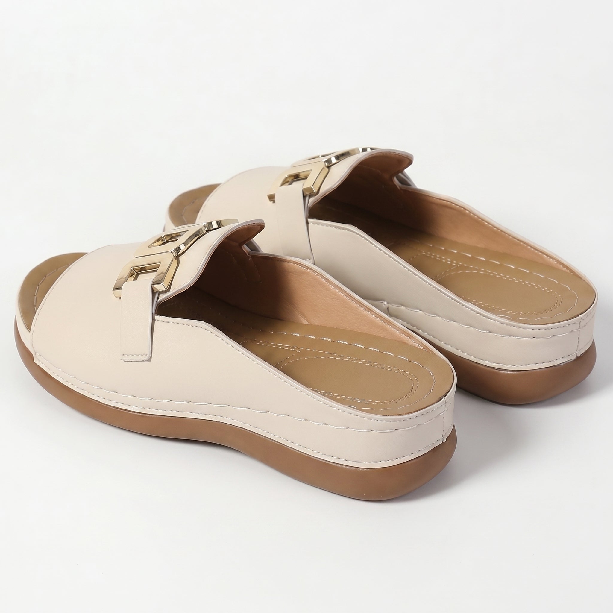 Hannah - Women's Breathable Buckle Flat Sandals - Footwear - Beige - Taylor & Bennett