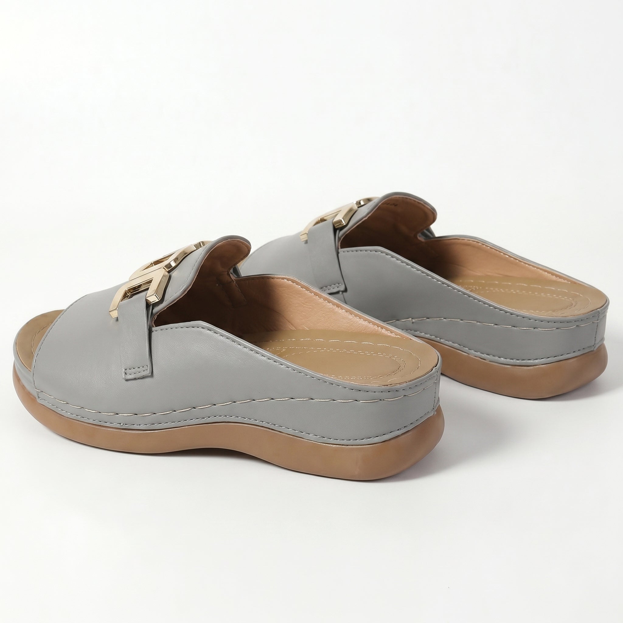 Hannah - Women's Breathable Buckle Flat Sandals - Footwear - Grey - Taylor & Bennett