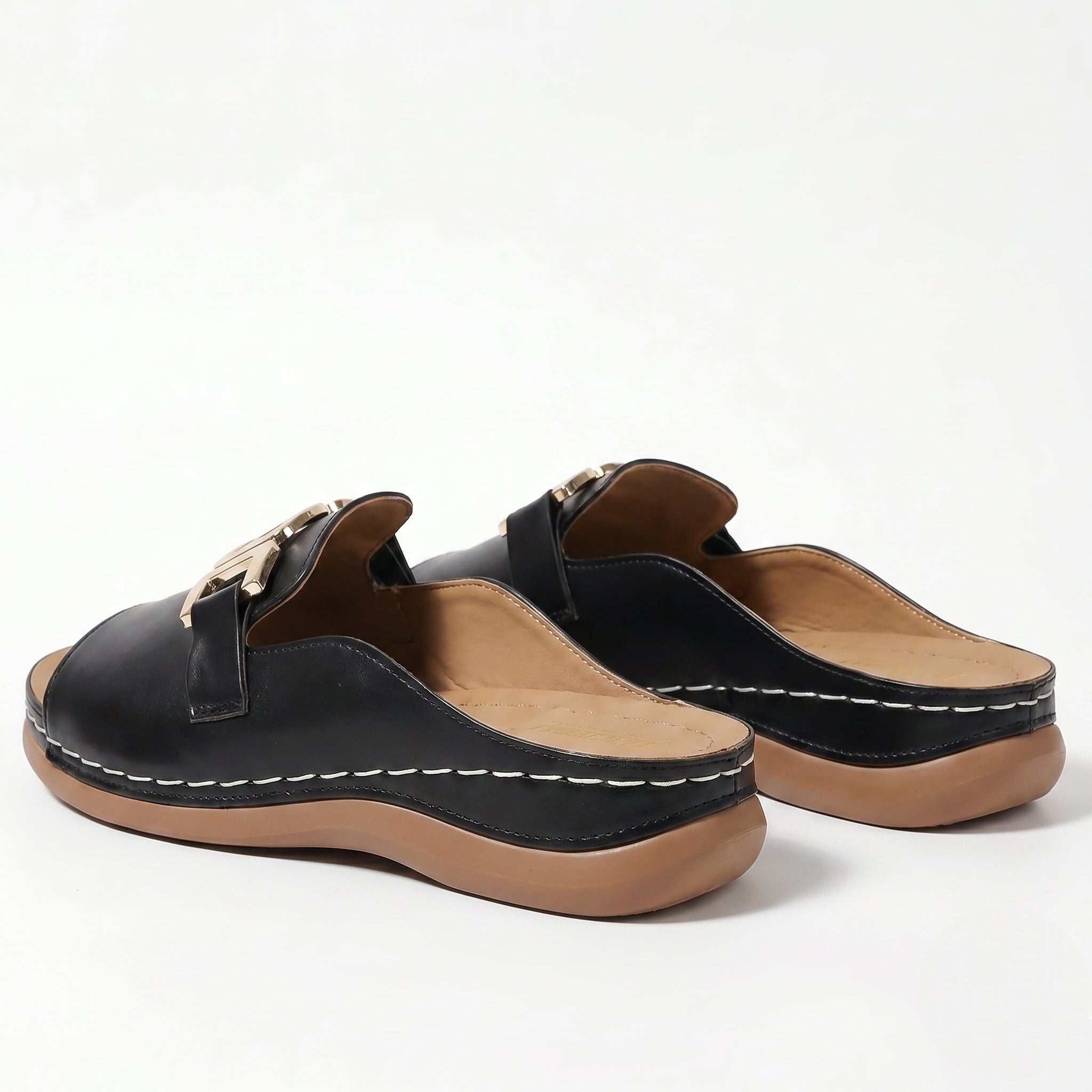 Hannah - Women's Breathable Buckle Flat Sandals - Footwear - Black - Taylor & Bennett
