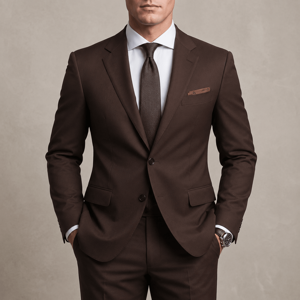 Hansel – Men's Tailored Fit Two-Piece Wedding Guest Suit - Suits - Brown - Taylor & Bennett