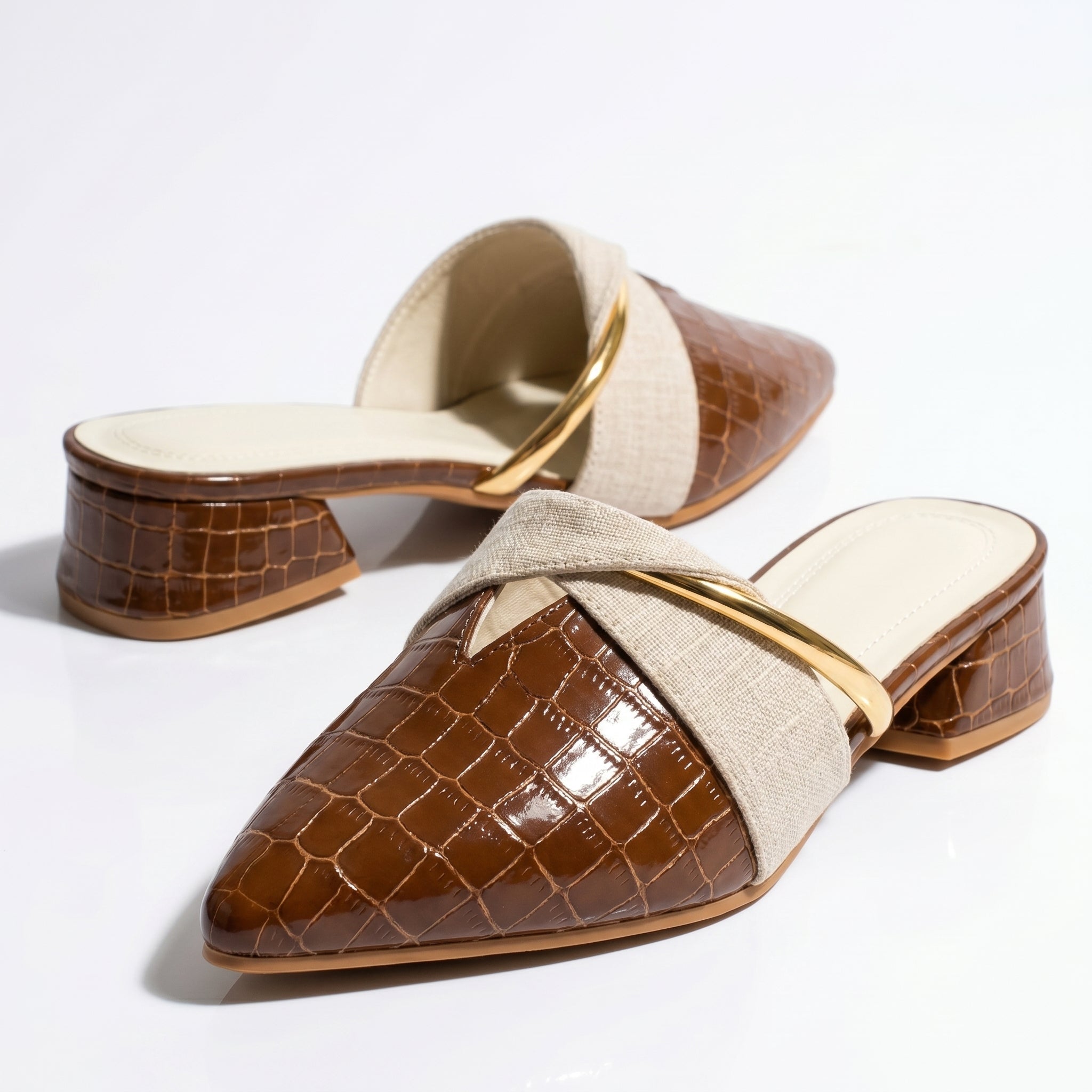 Harriet - Women's Pointed Toe Mules - Sandals & Slides - Brown - Taylor & Bennett