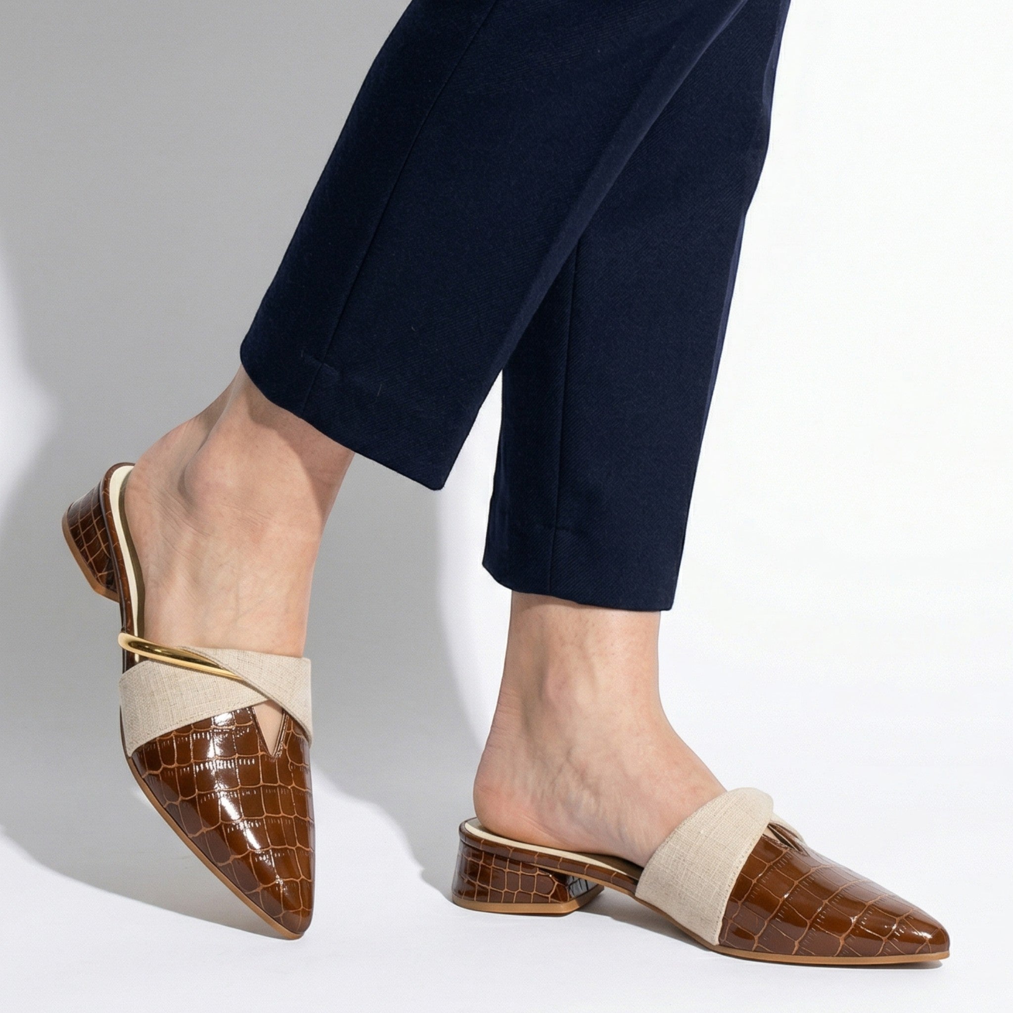 Harriet - Women's Pointed Toe Mules - Sandals & Slides - Brown - Taylor & Bennett