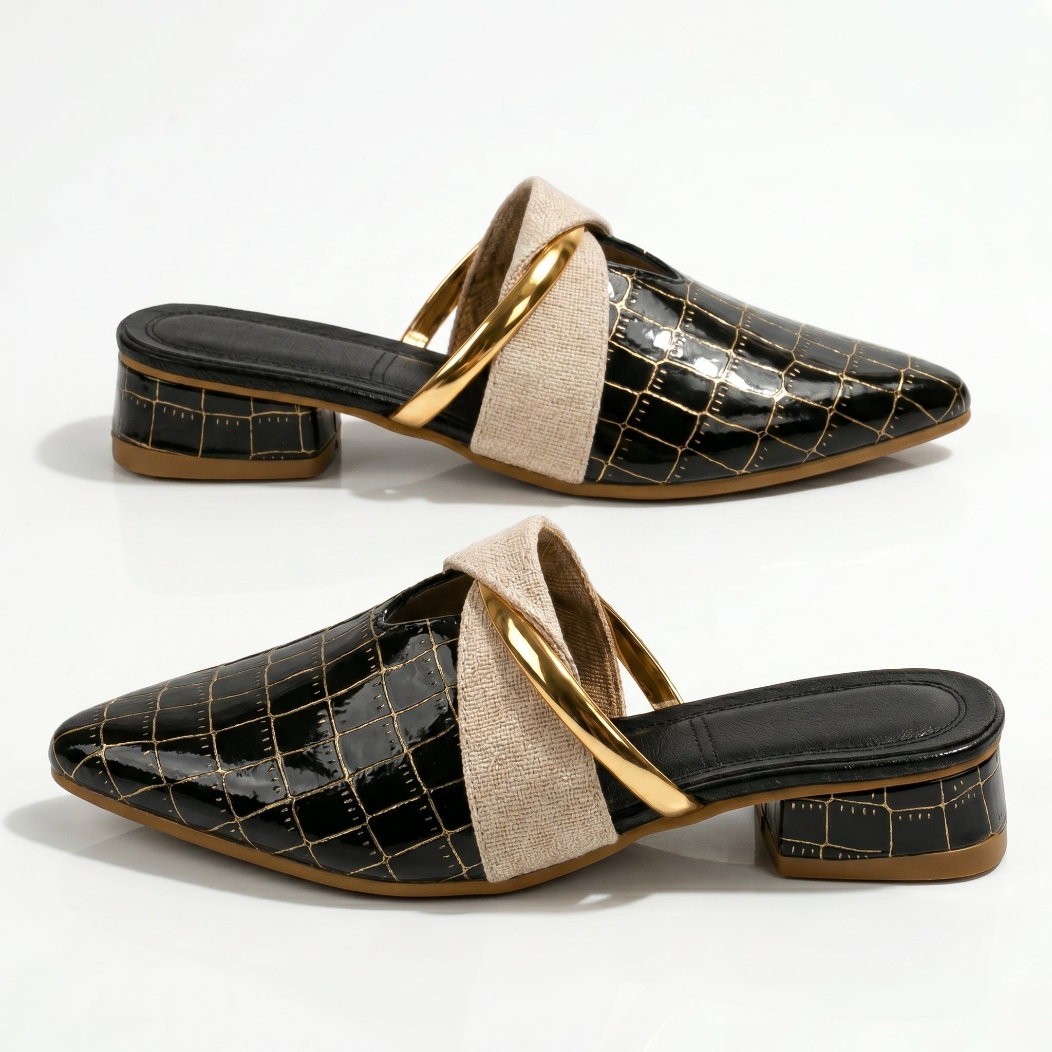 Harriet - Women's Pointed Toe Mules - Sandals & Slides - Black - Taylor & Bennett
