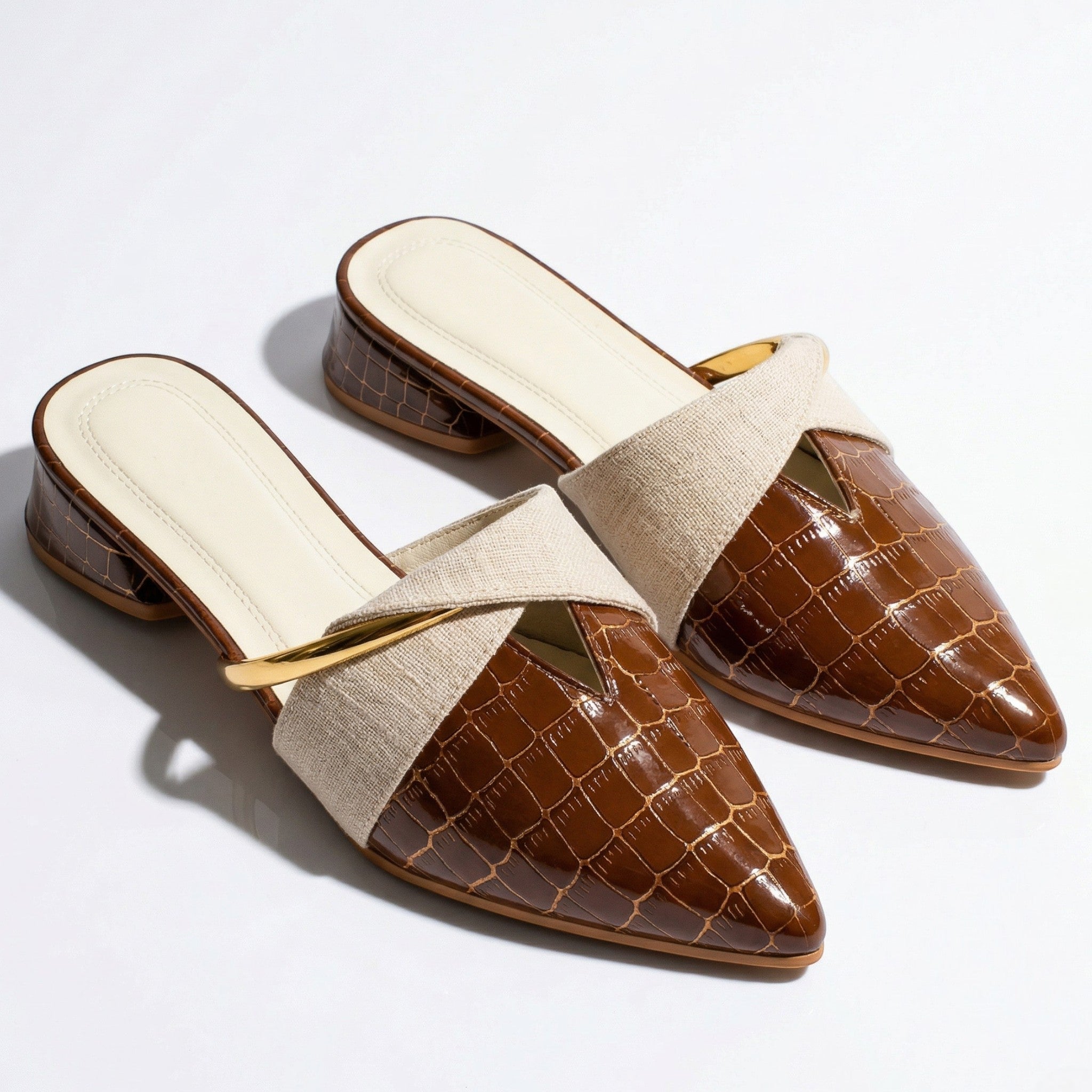 Harriet - Women's Pointed Toe Mules - Sandals & Slides - Brown - Taylor & Bennett