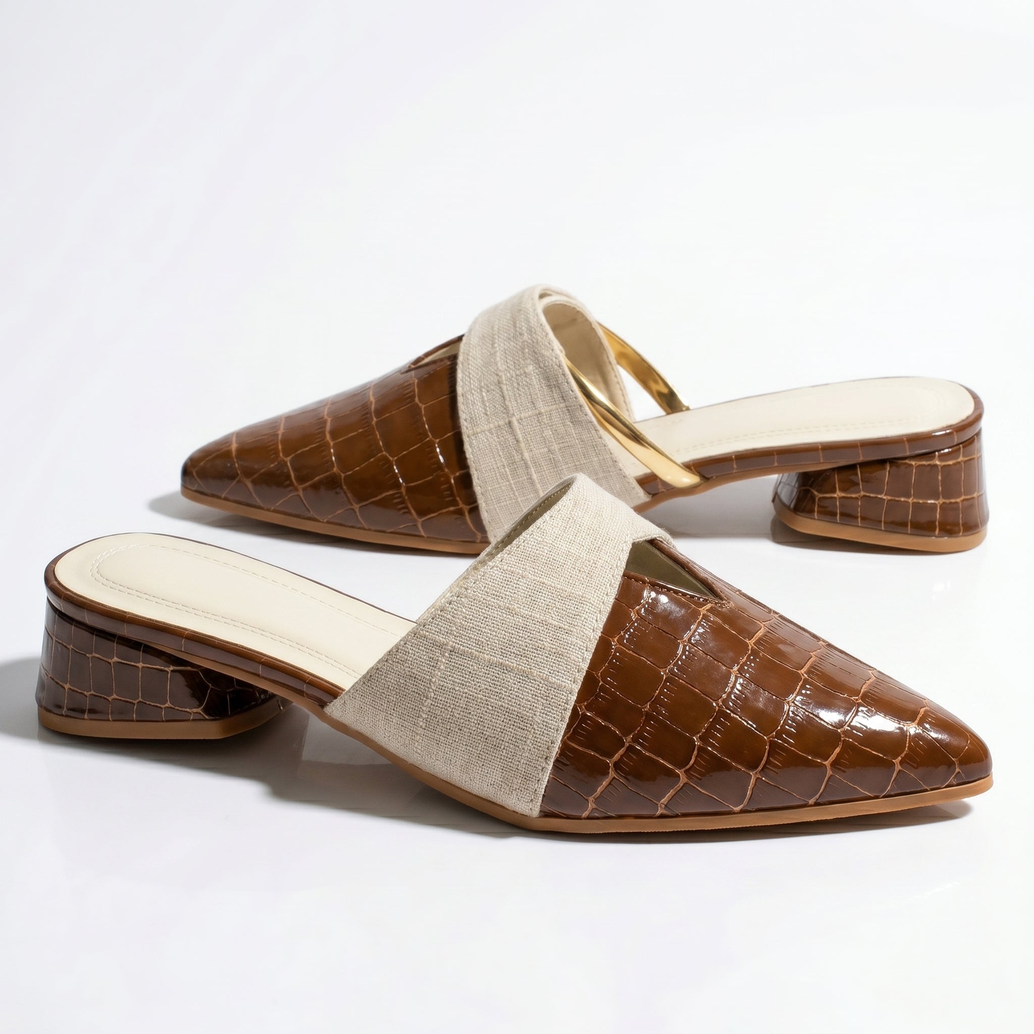 Harriet - Women's Pointed Toe Mules - Sandals & Slides - Brown - Taylor & Bennett