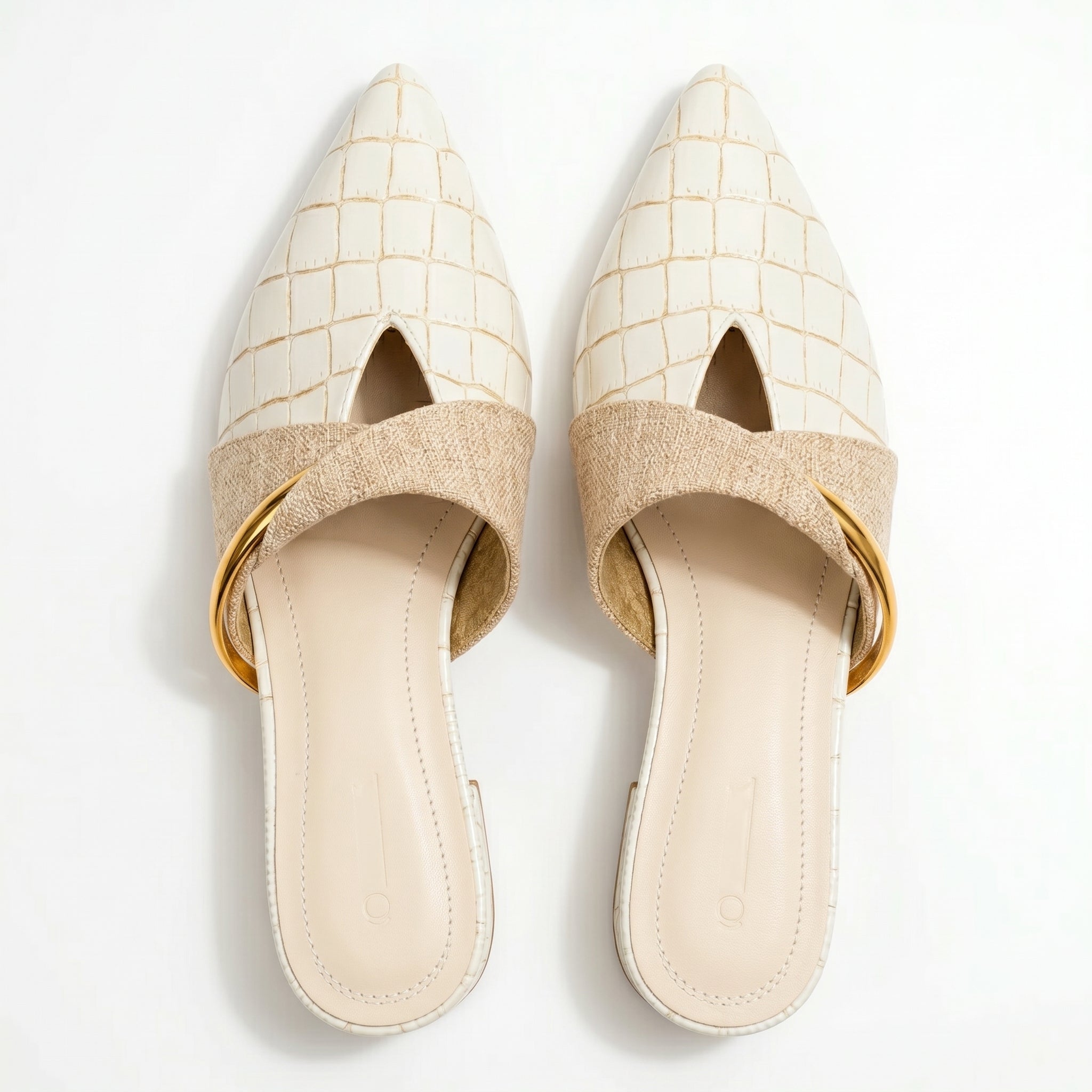 Harriet - Women's Pointed Toe Mules - Sandals & Slides - Cream - Taylor & Bennett