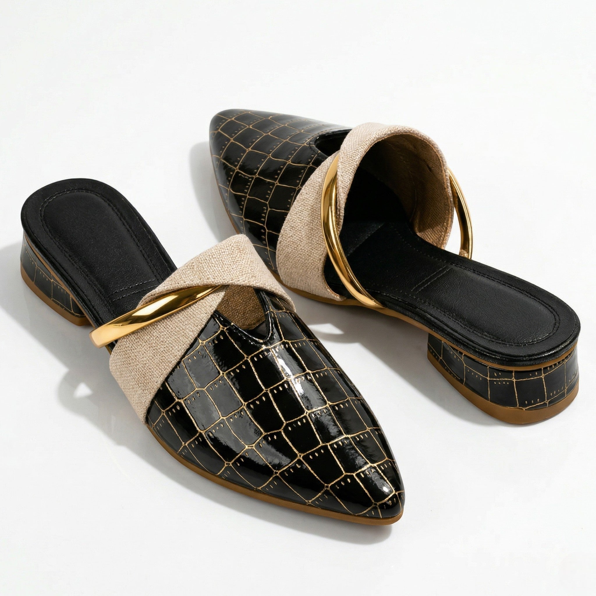 Harriet - Women's Pointed Toe Mules - Sandals & Slides - Black - Taylor & Bennett
