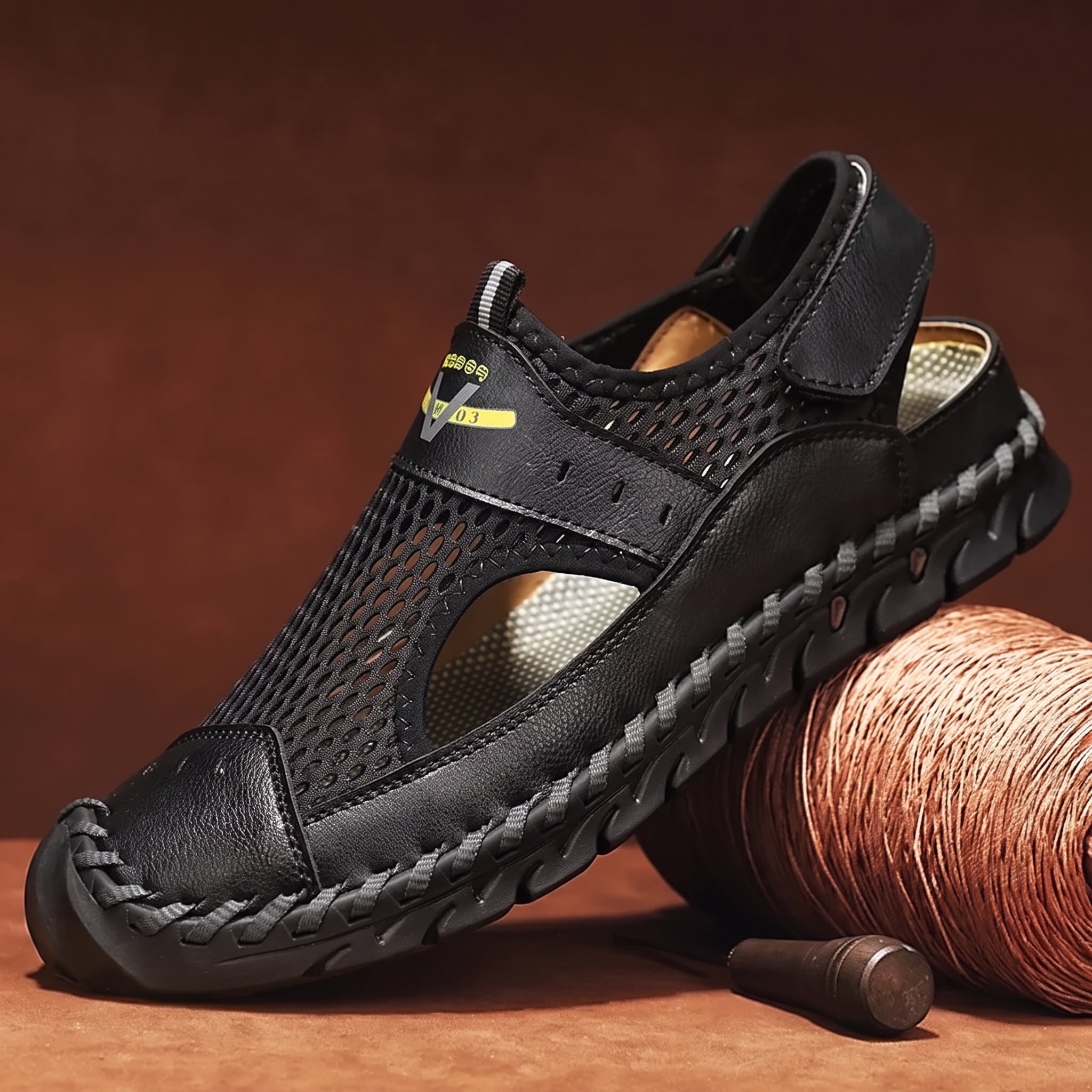 Harrison - Men's Orthopaedic Closed Toe Breathable Sandals - Sandals - Black - Taylor & Bennett